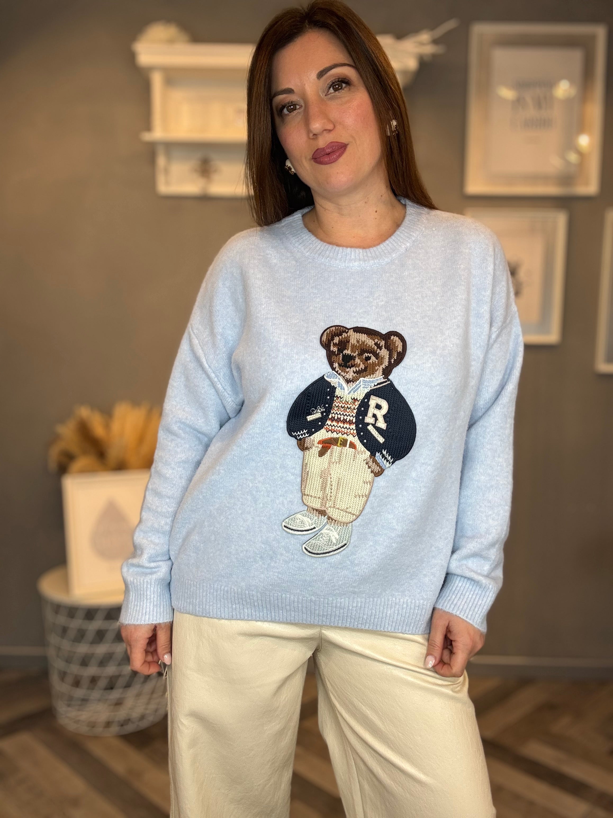Maglione Teddy celeste