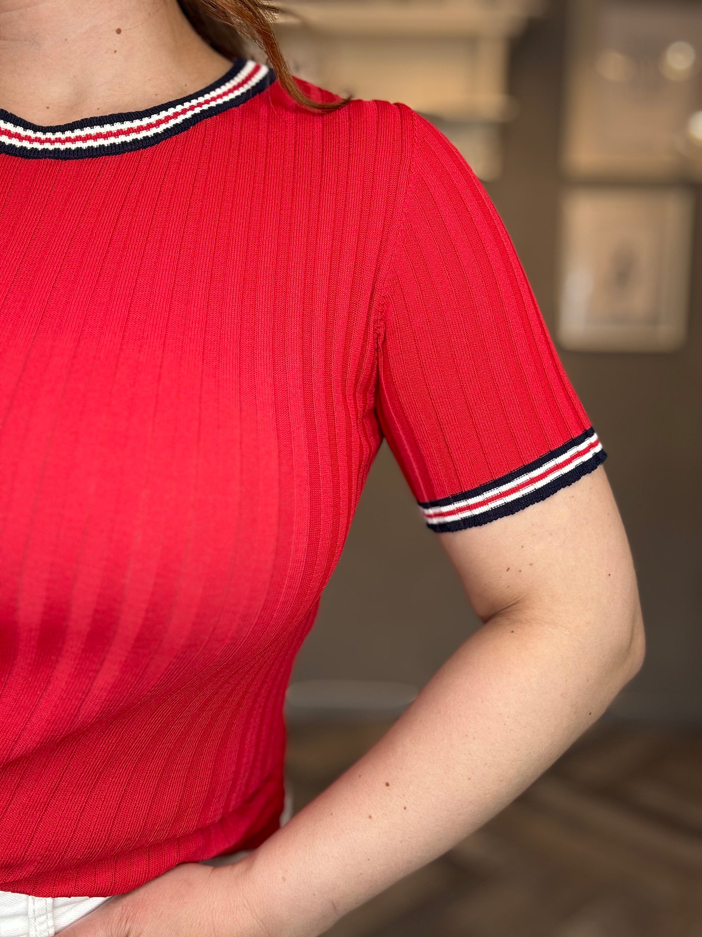 Lumina top in maglia a costine con righe