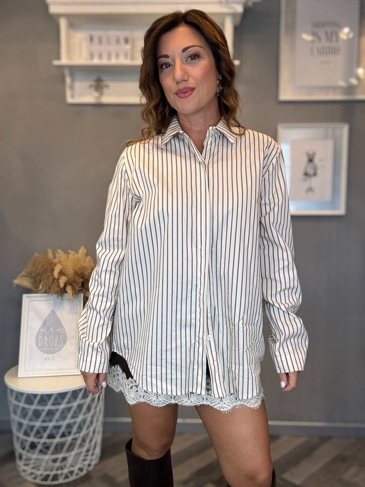 Camicia over burro righe biscotto