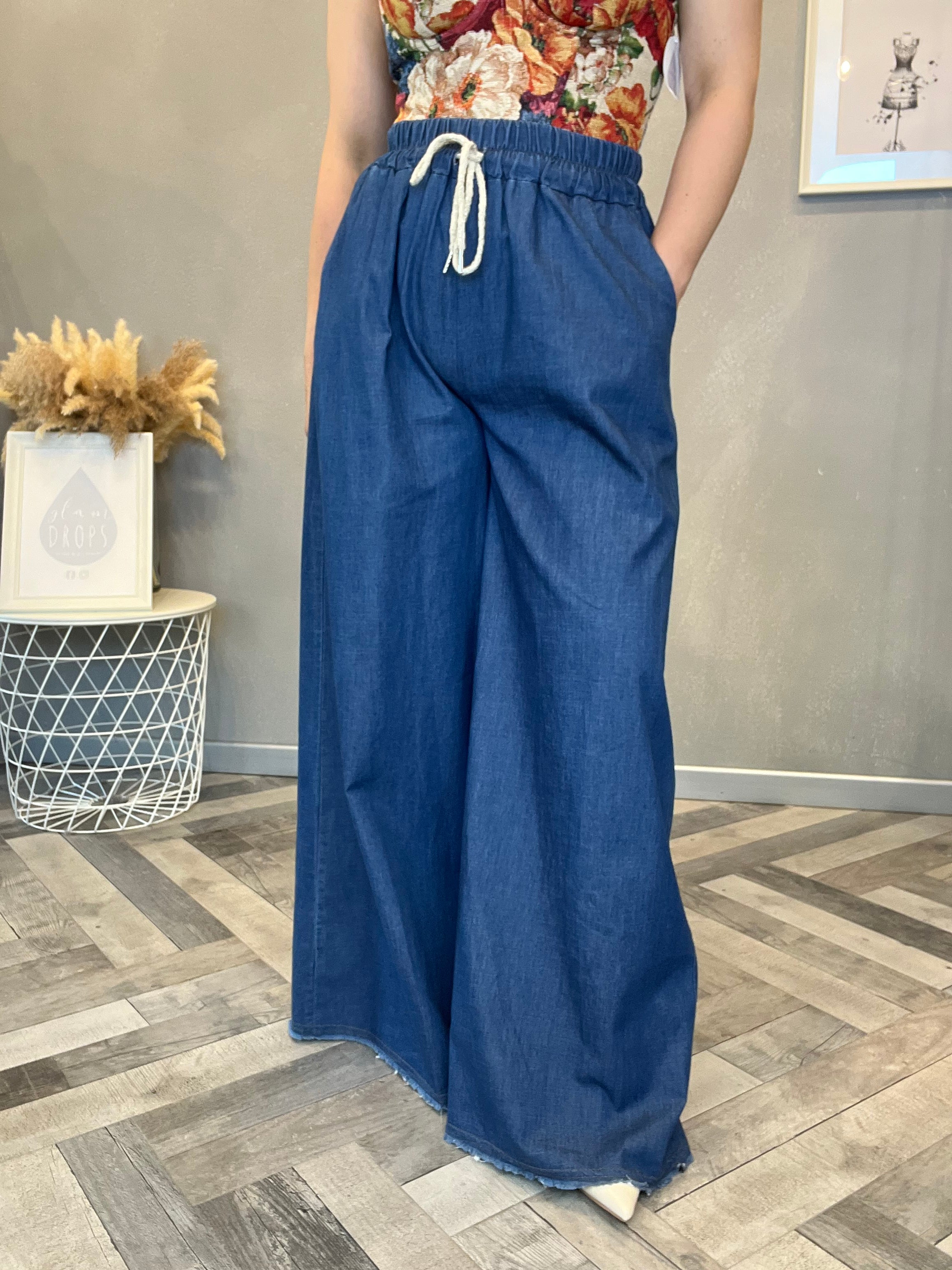 Jeans palazzo corda oro