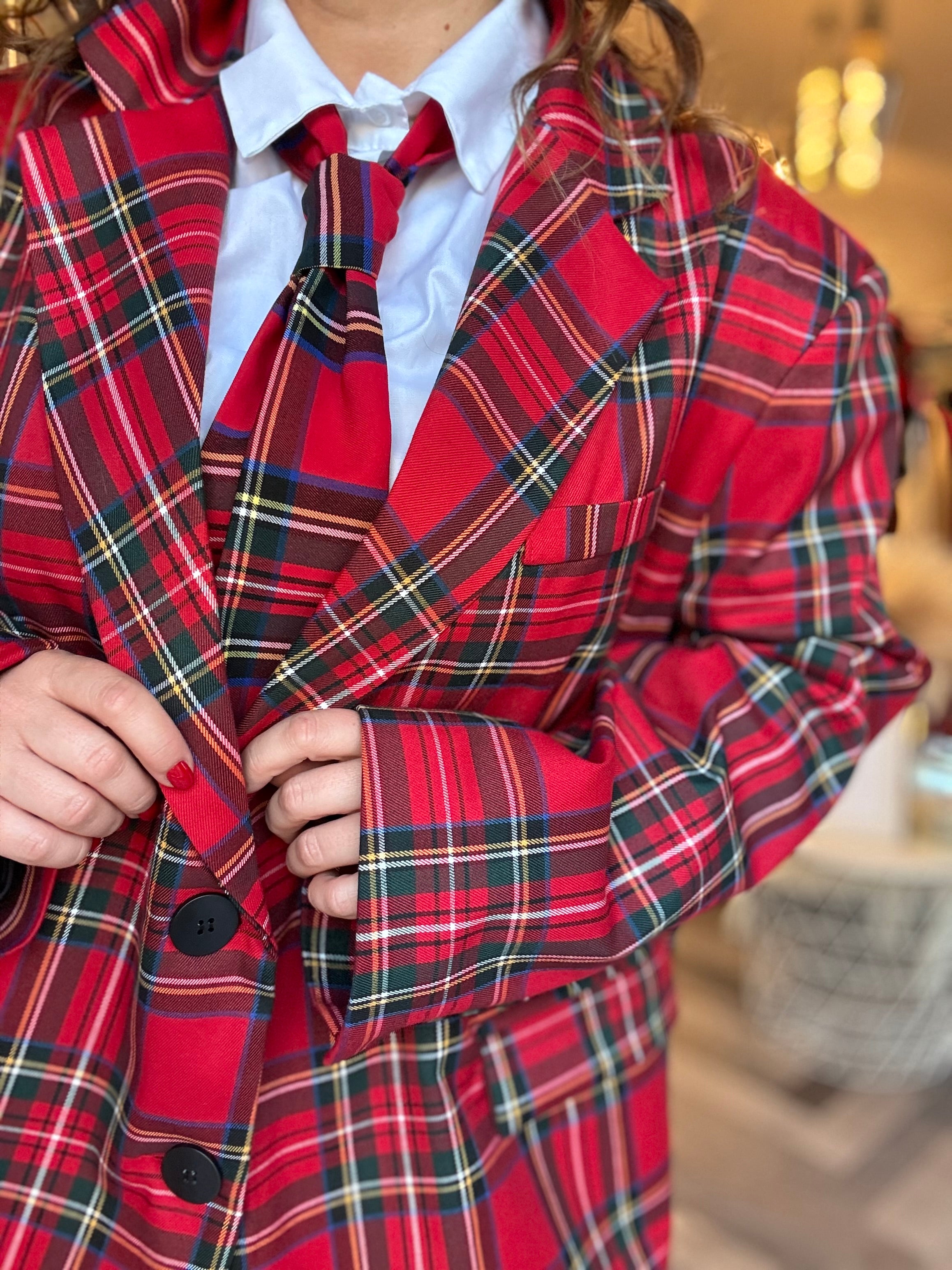 Lumina blazer over tartan