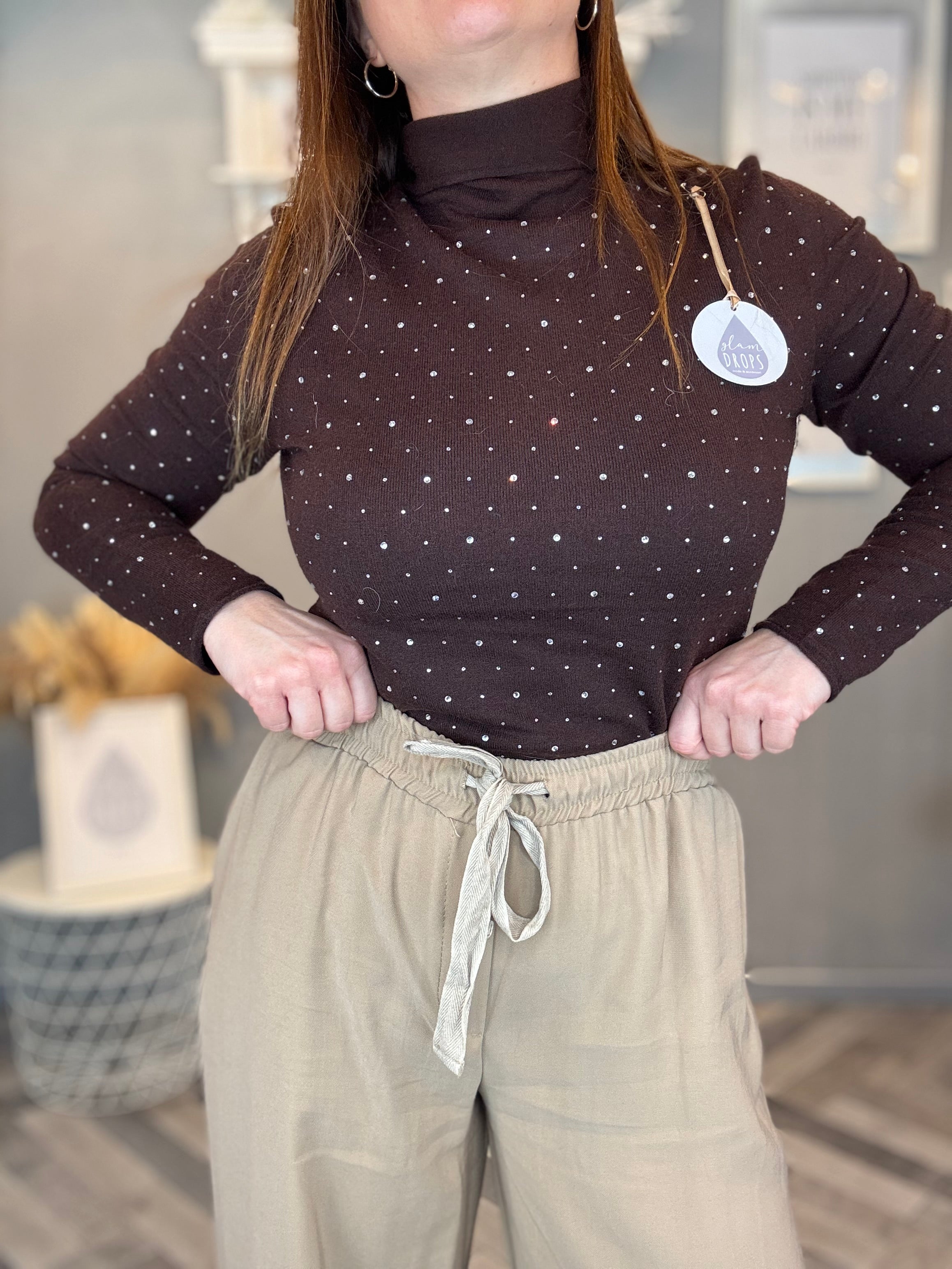 Pantalone fluido beige