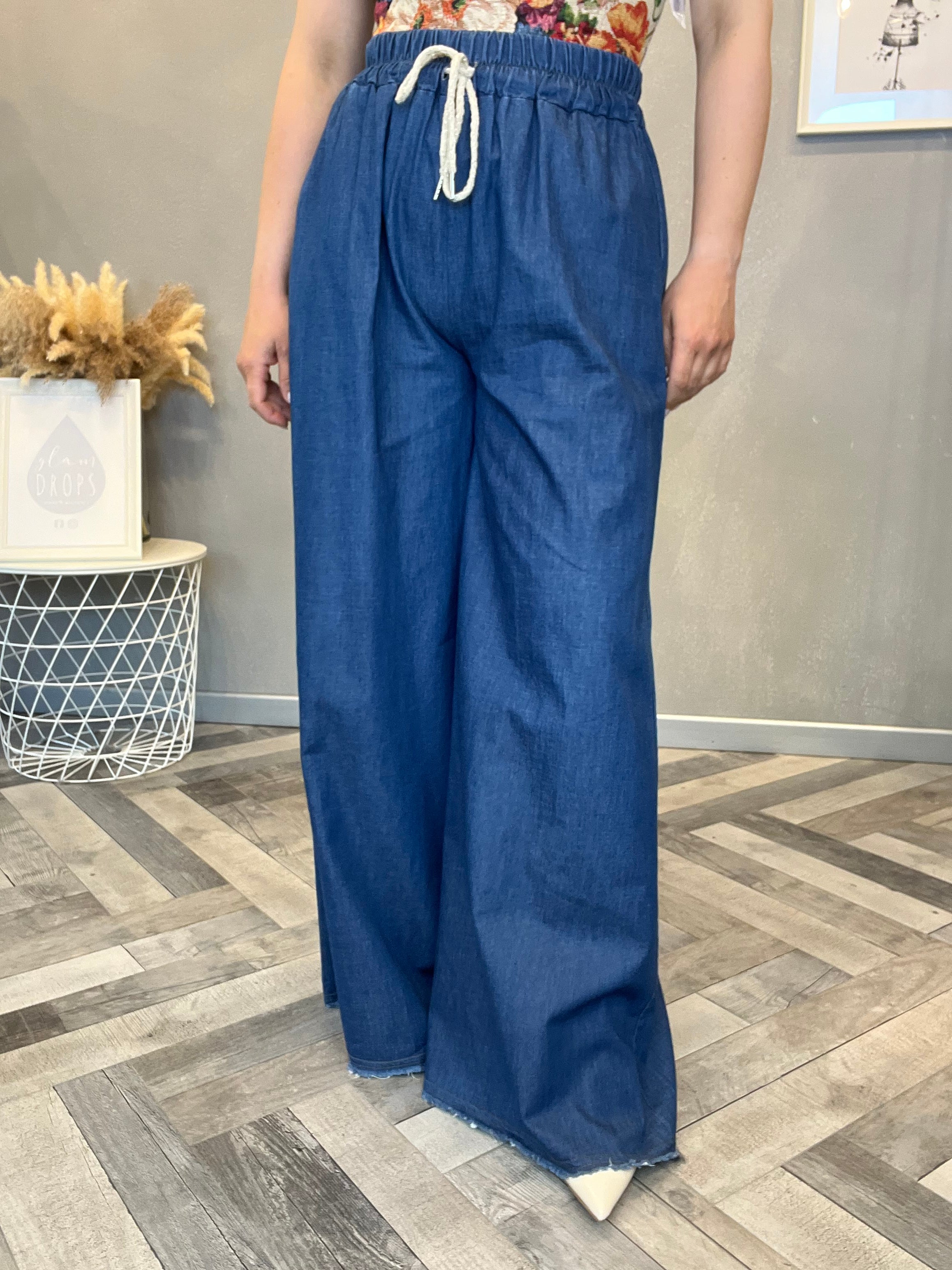 Jeans palazzo corda oro