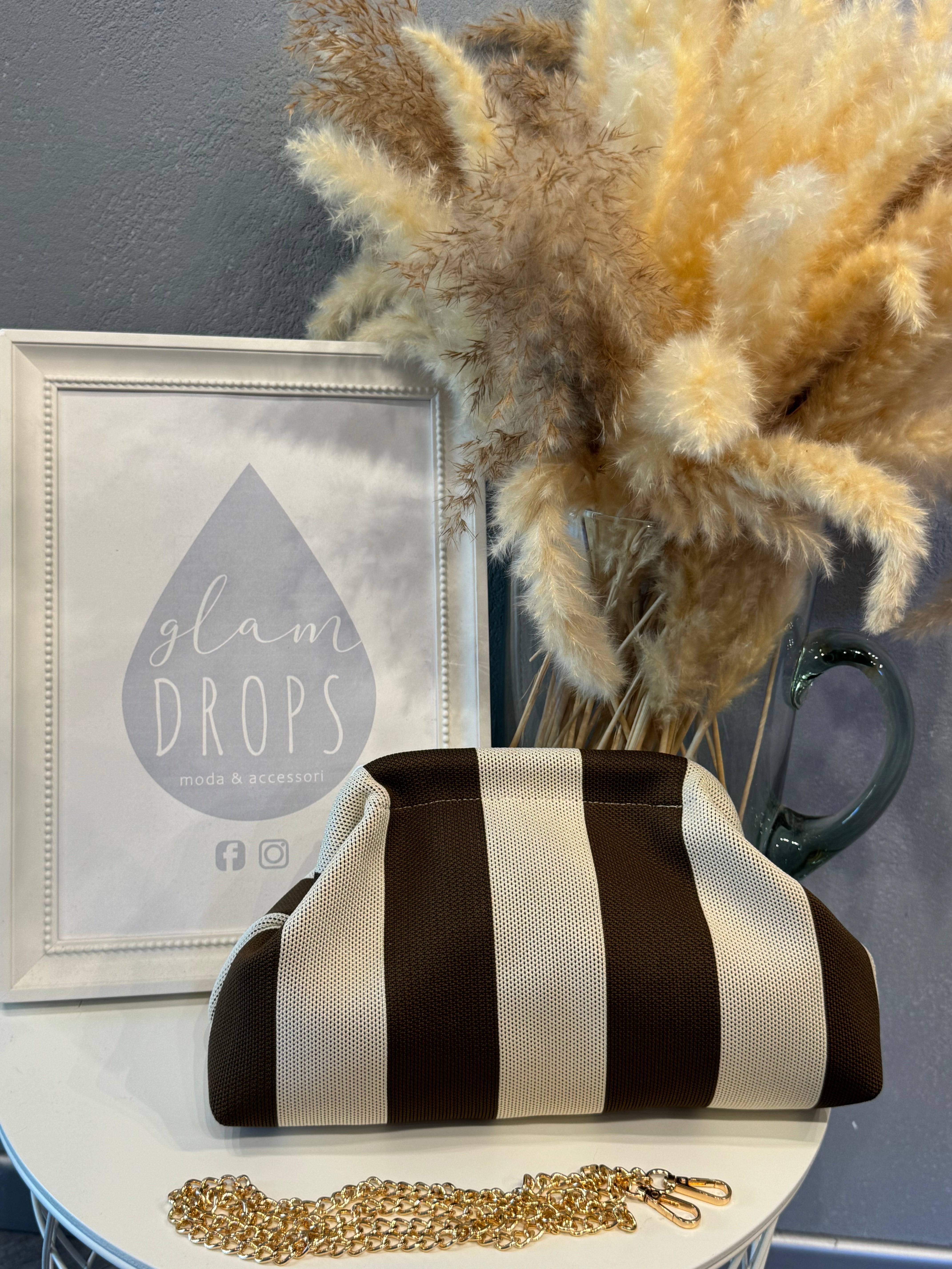 Borsa Stripe moro e panna