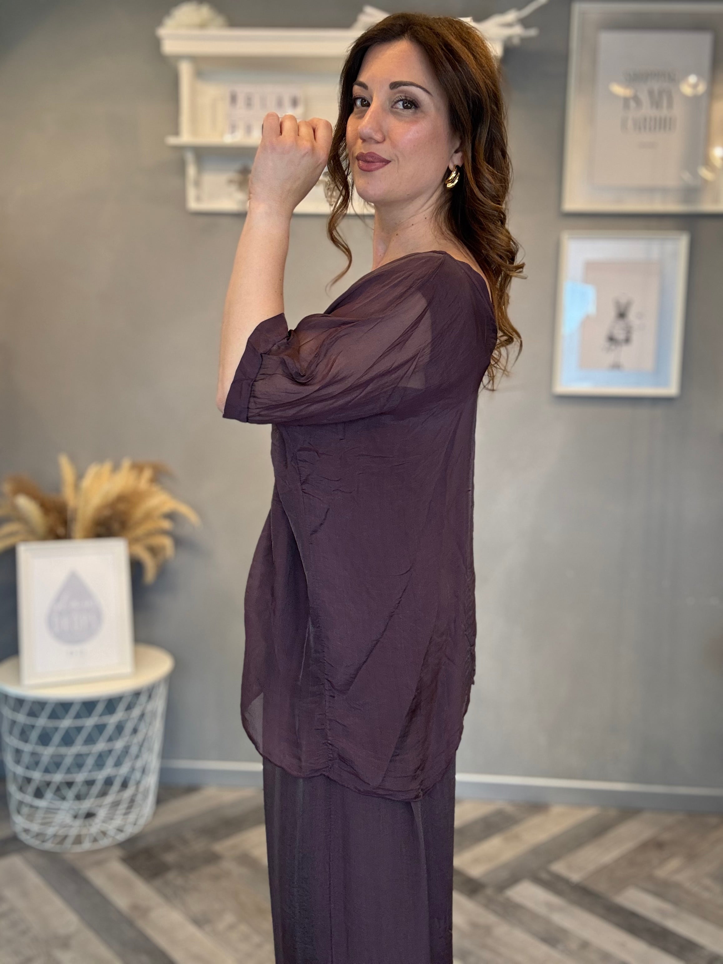 Coordinato satin vinaccia