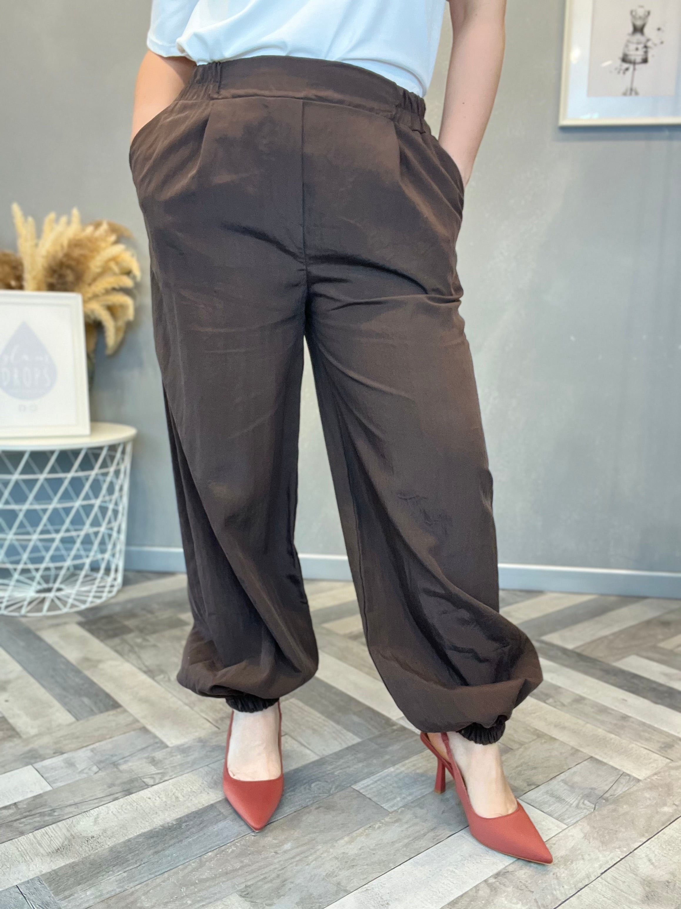 Pantalone jogger Cupro moro
