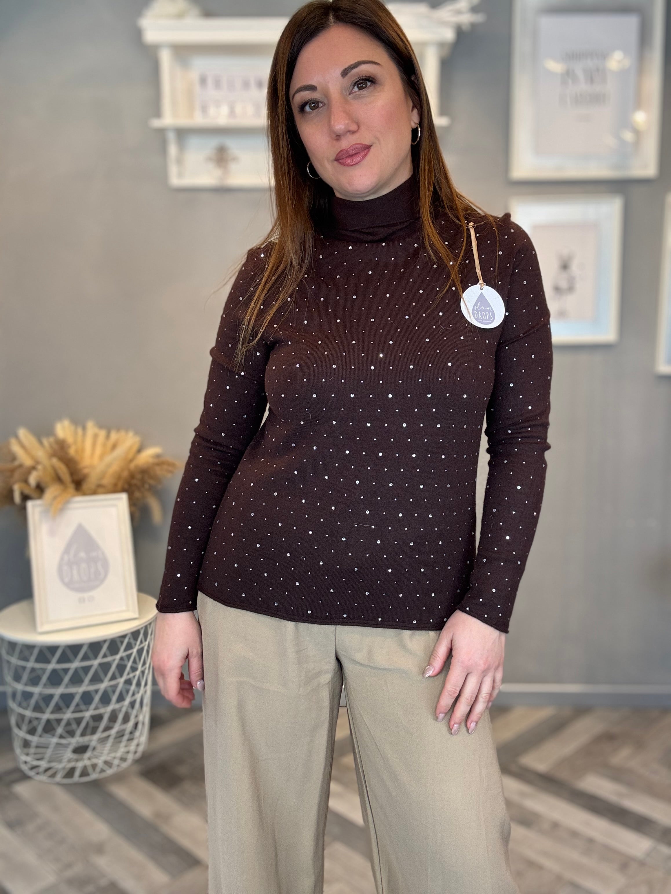 Lupetto con strass cioccolato