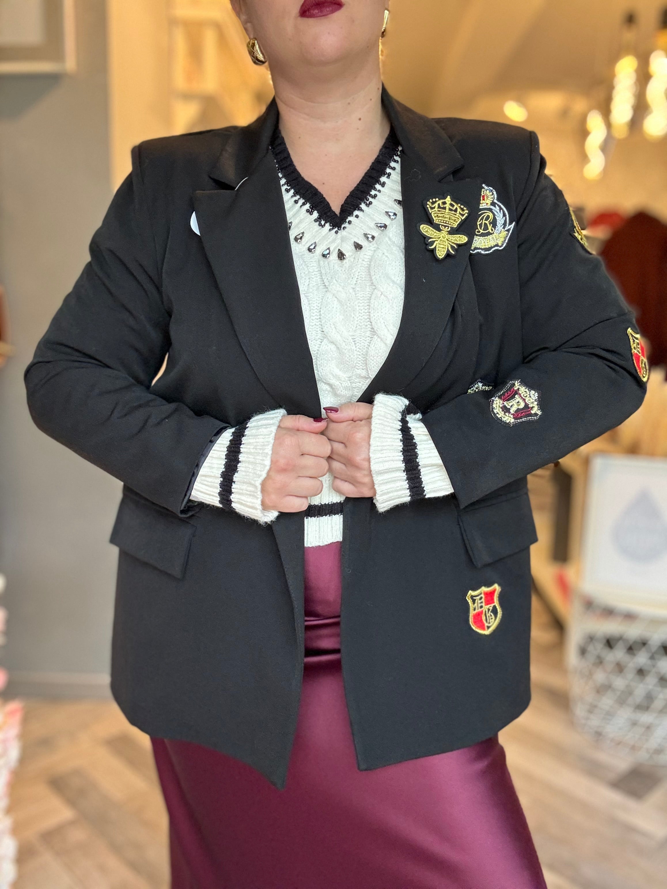 Blazer nero patch stemmi