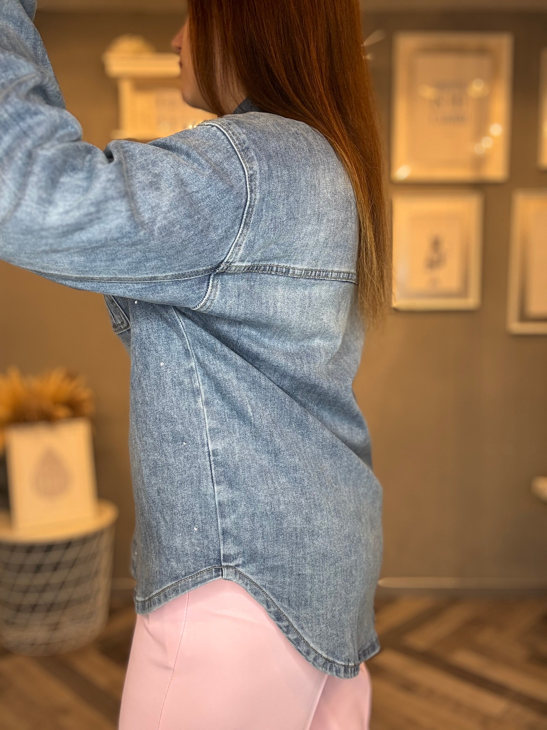 Camicia in denim con strass