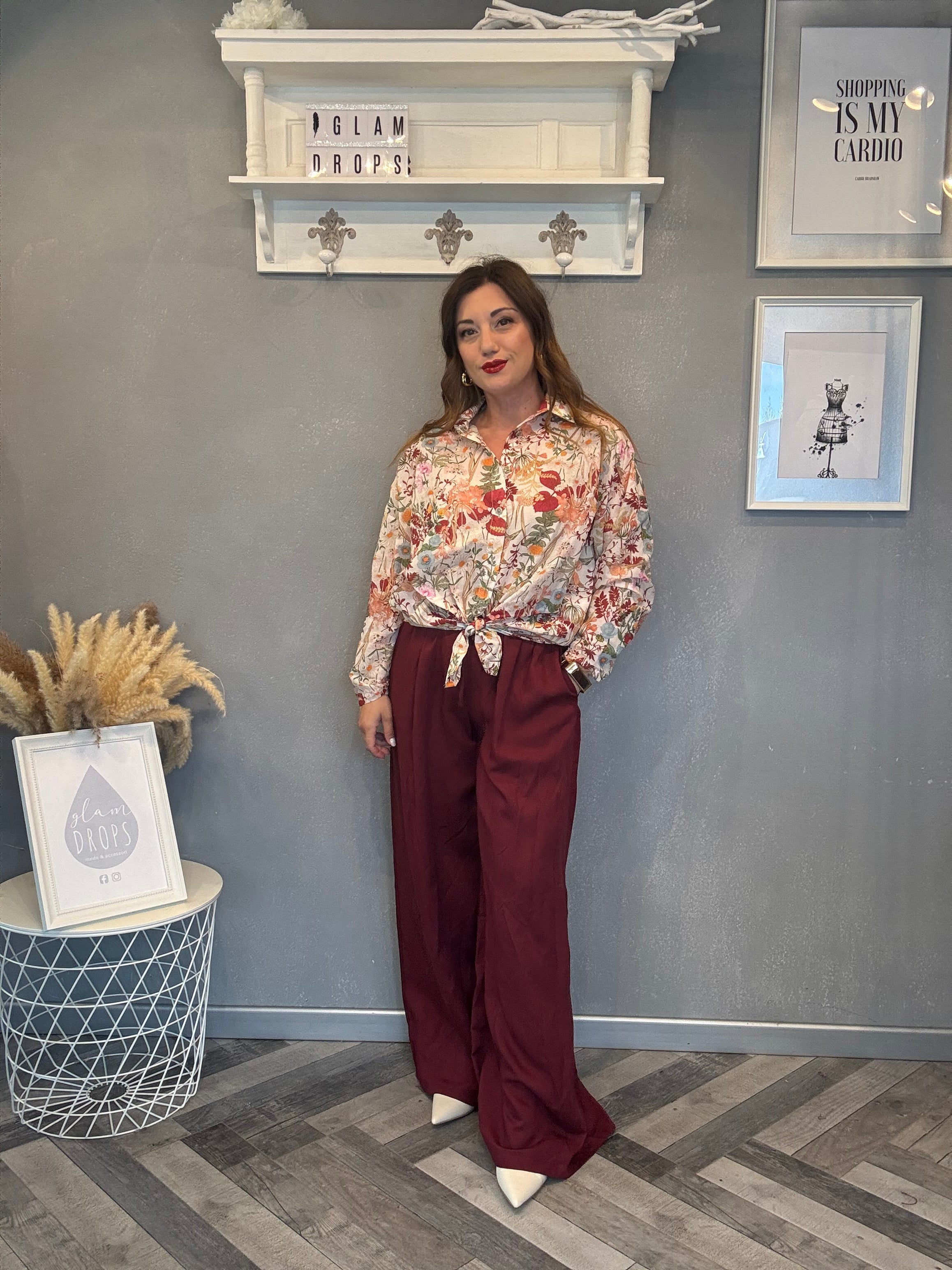 Camicia Burgundy Flower