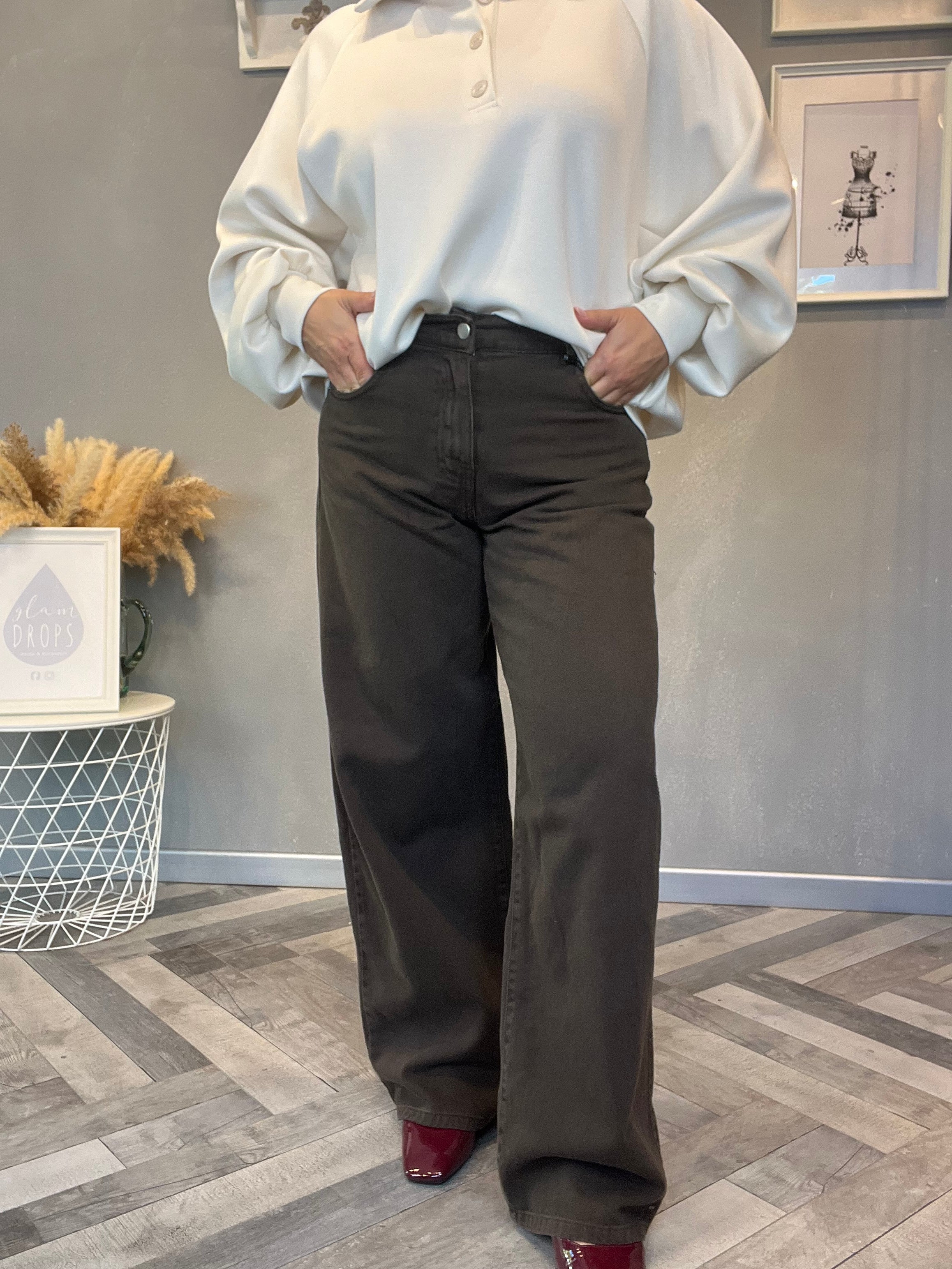 Lumina jeans wide leg moro