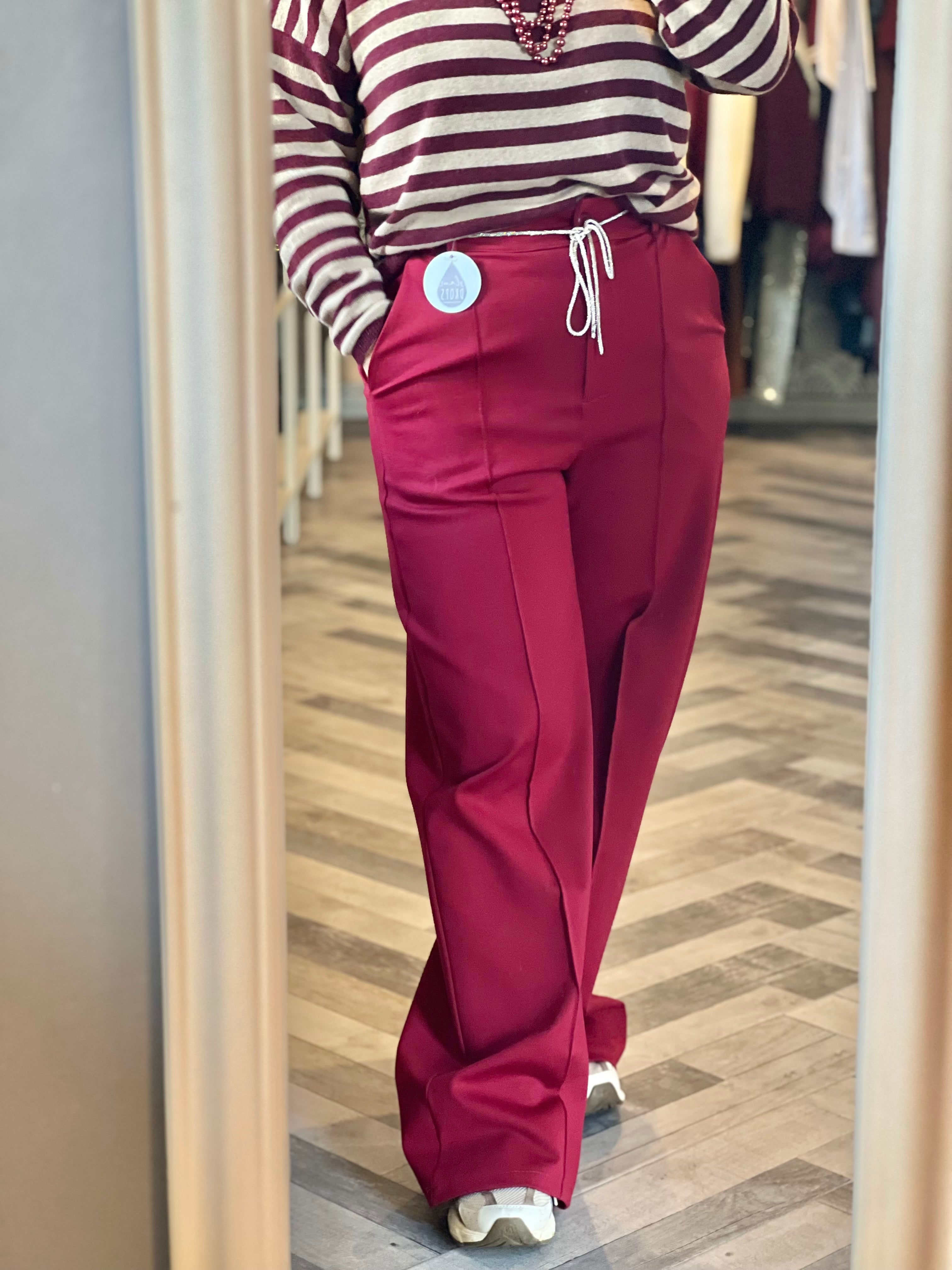 Pantalone palazzo in punto Milano con cintina di strass