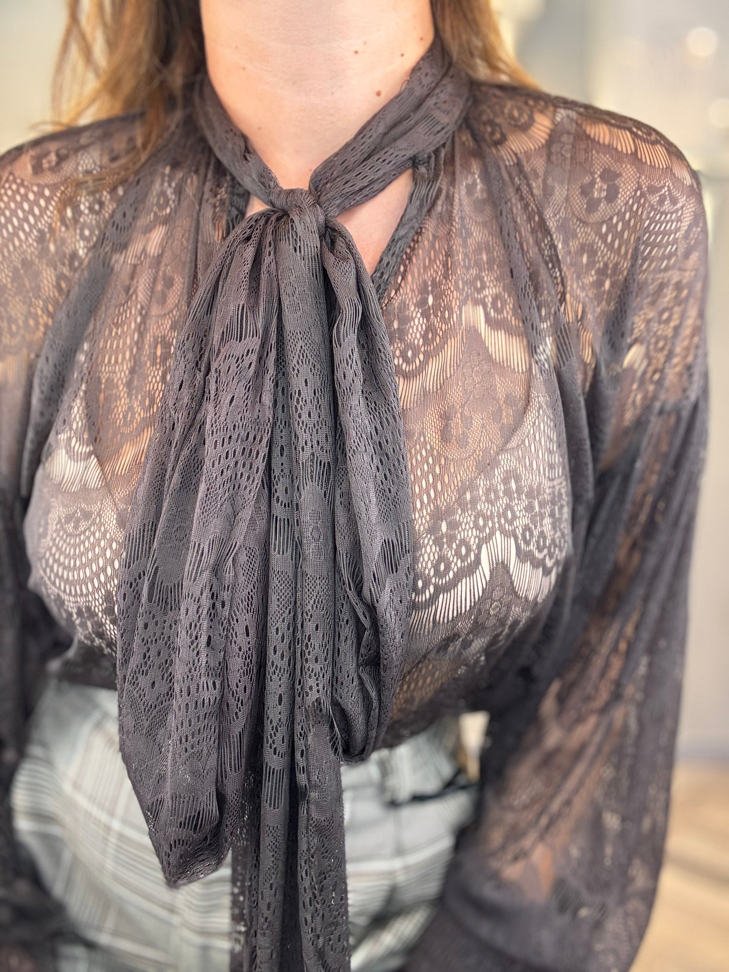 Lumina blusa pizzo cioccolato