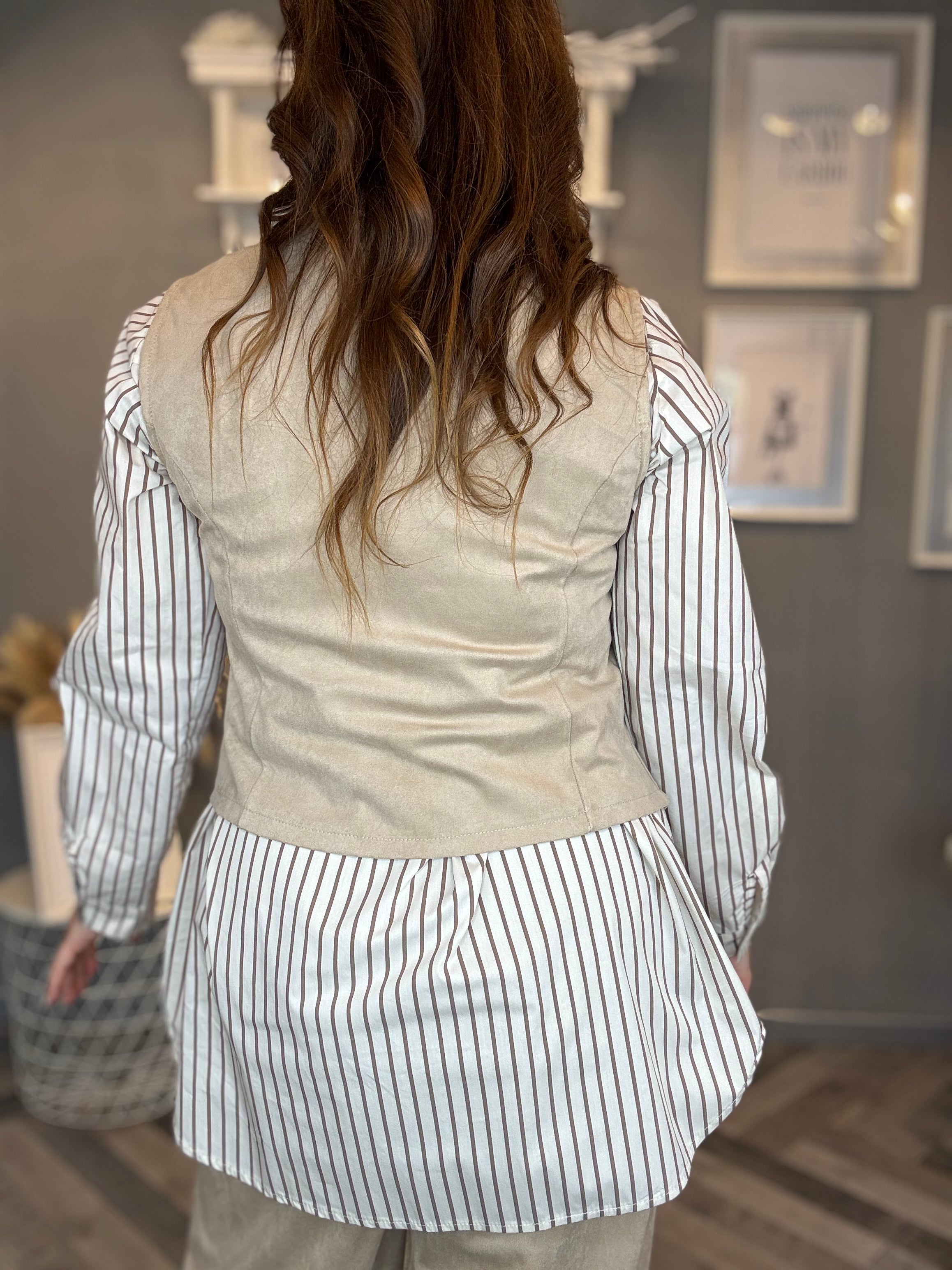 Gilet eco suede soft beige