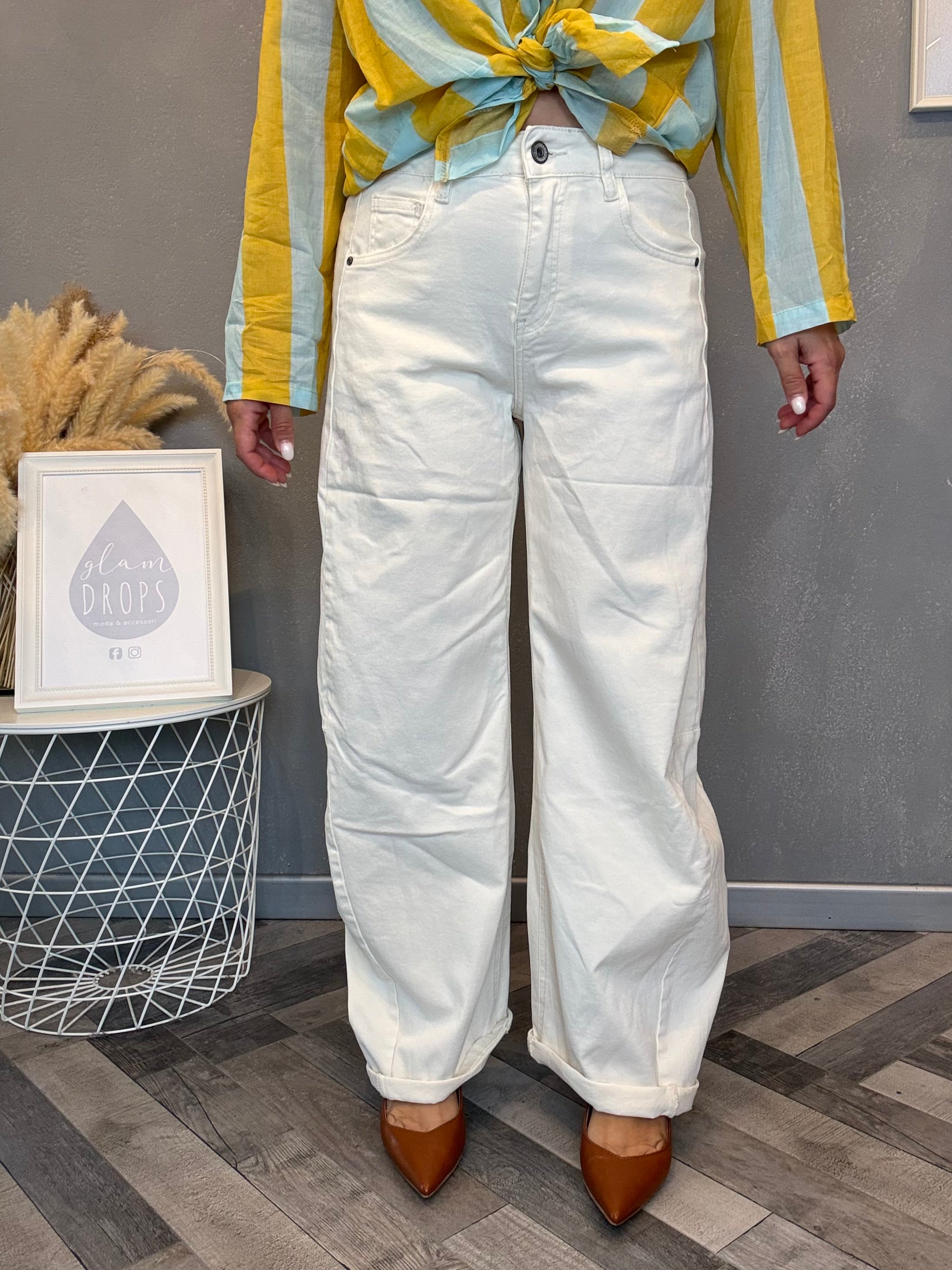 Jeans barrel soft panna