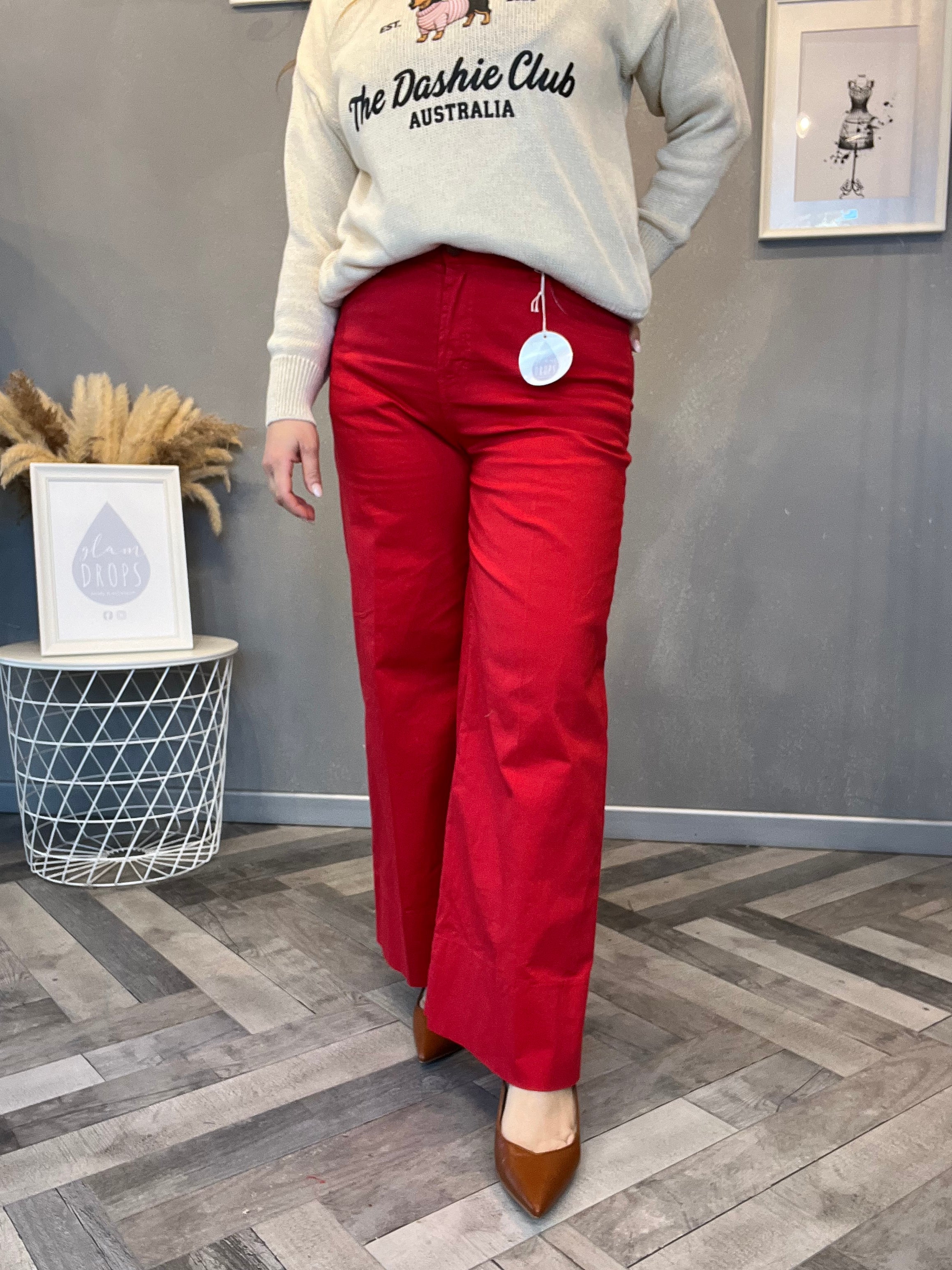 Pantalone wide leg rosso
