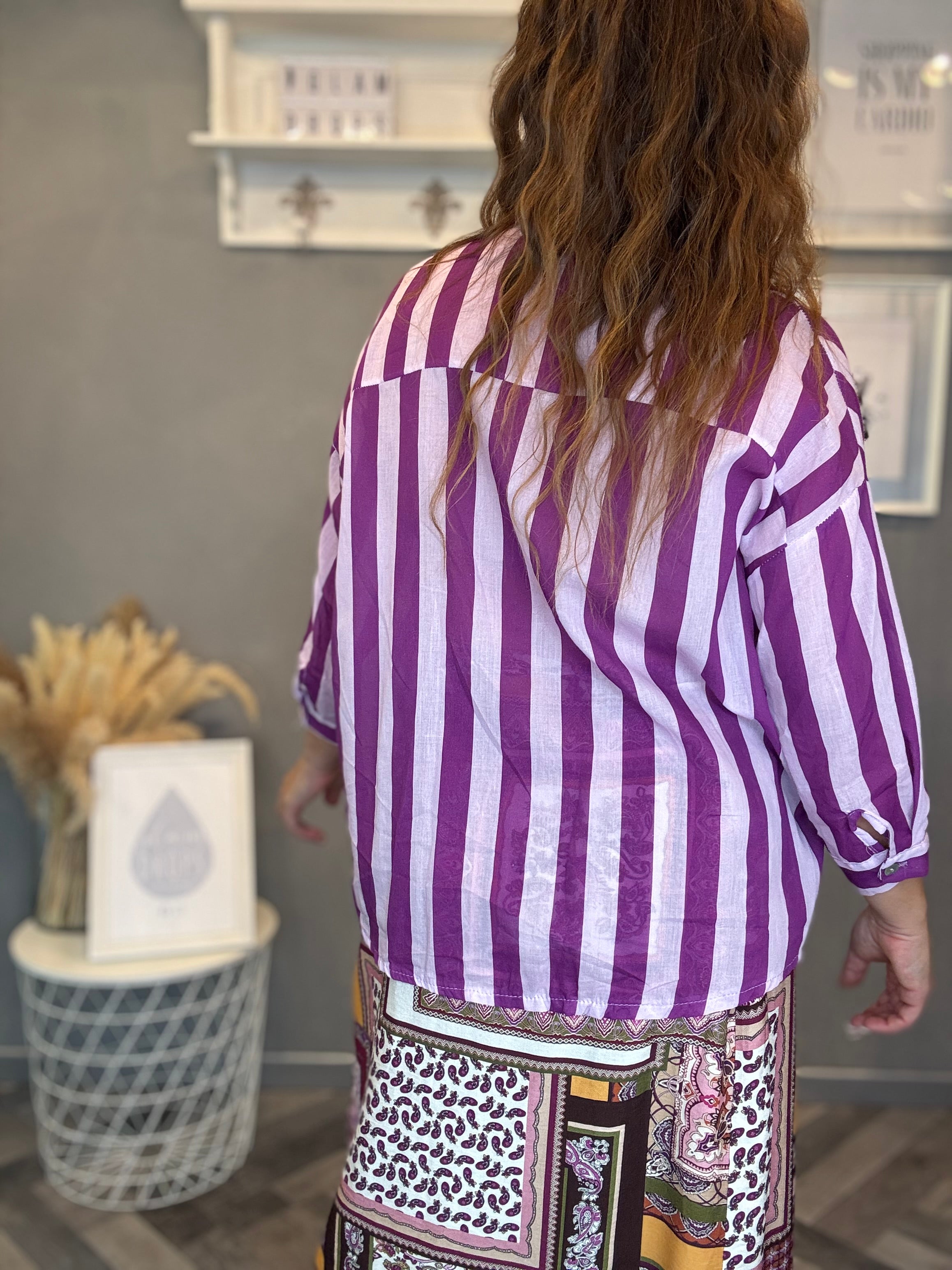 Camicia Isla Bonita righe viola e lilla