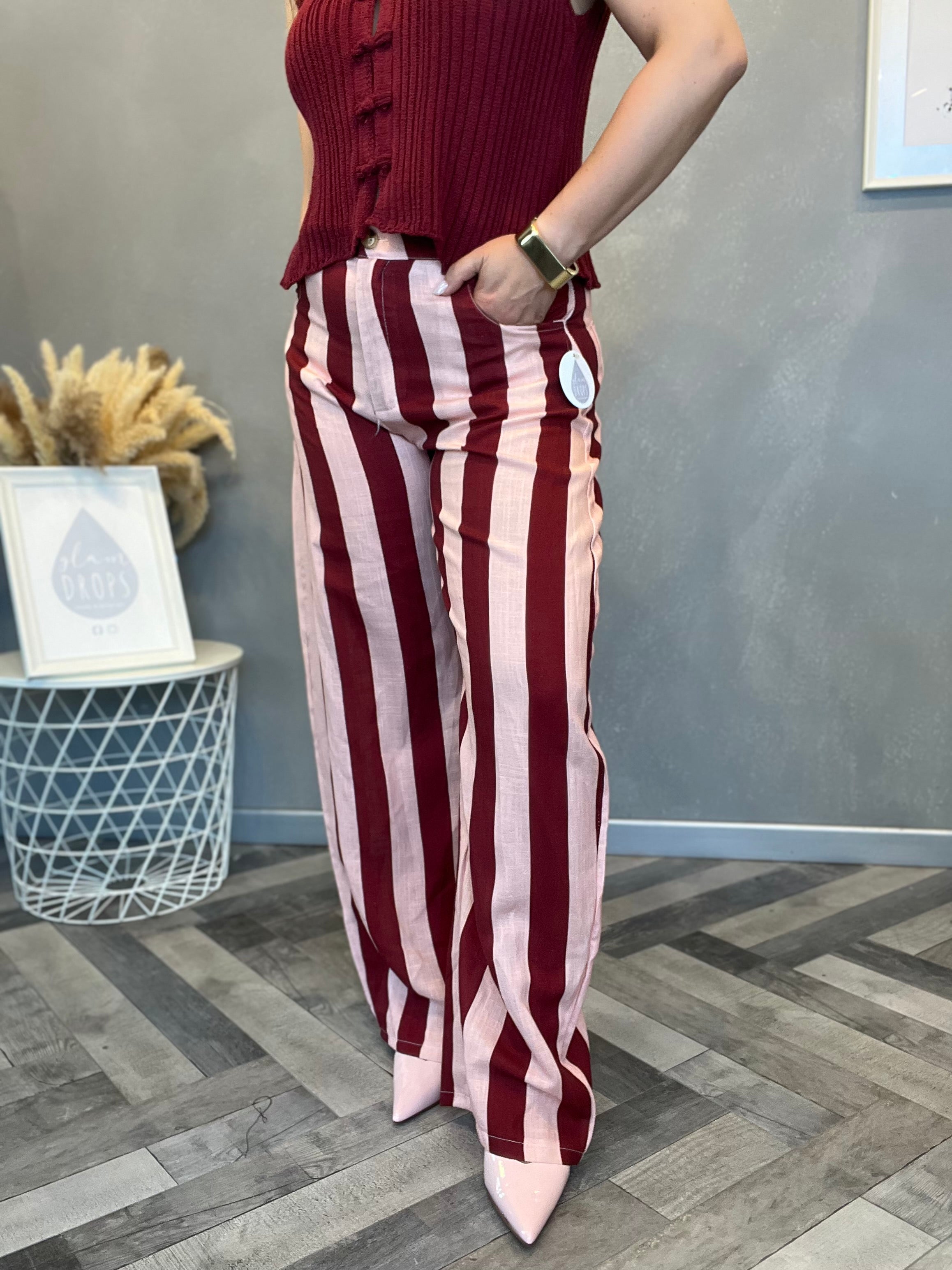 Pantalone Riviera rosa e bordeaux
