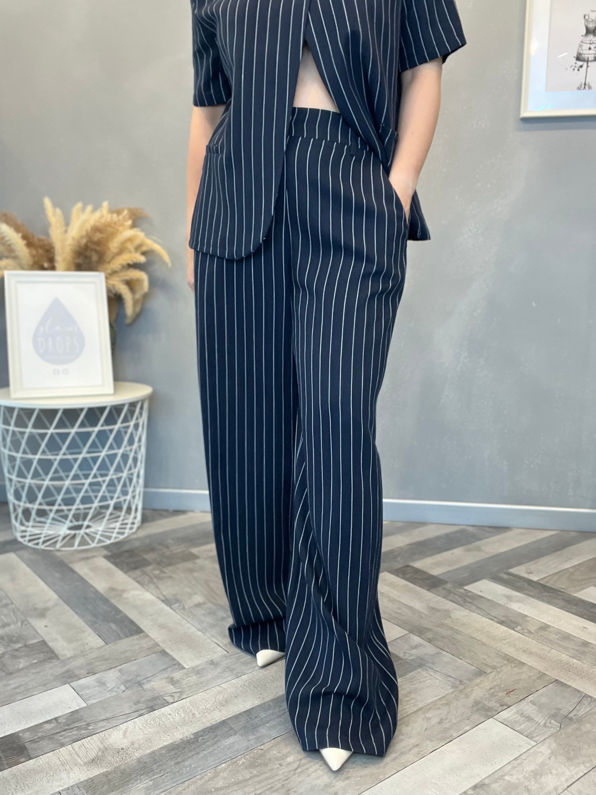 Set Icona gessato blu