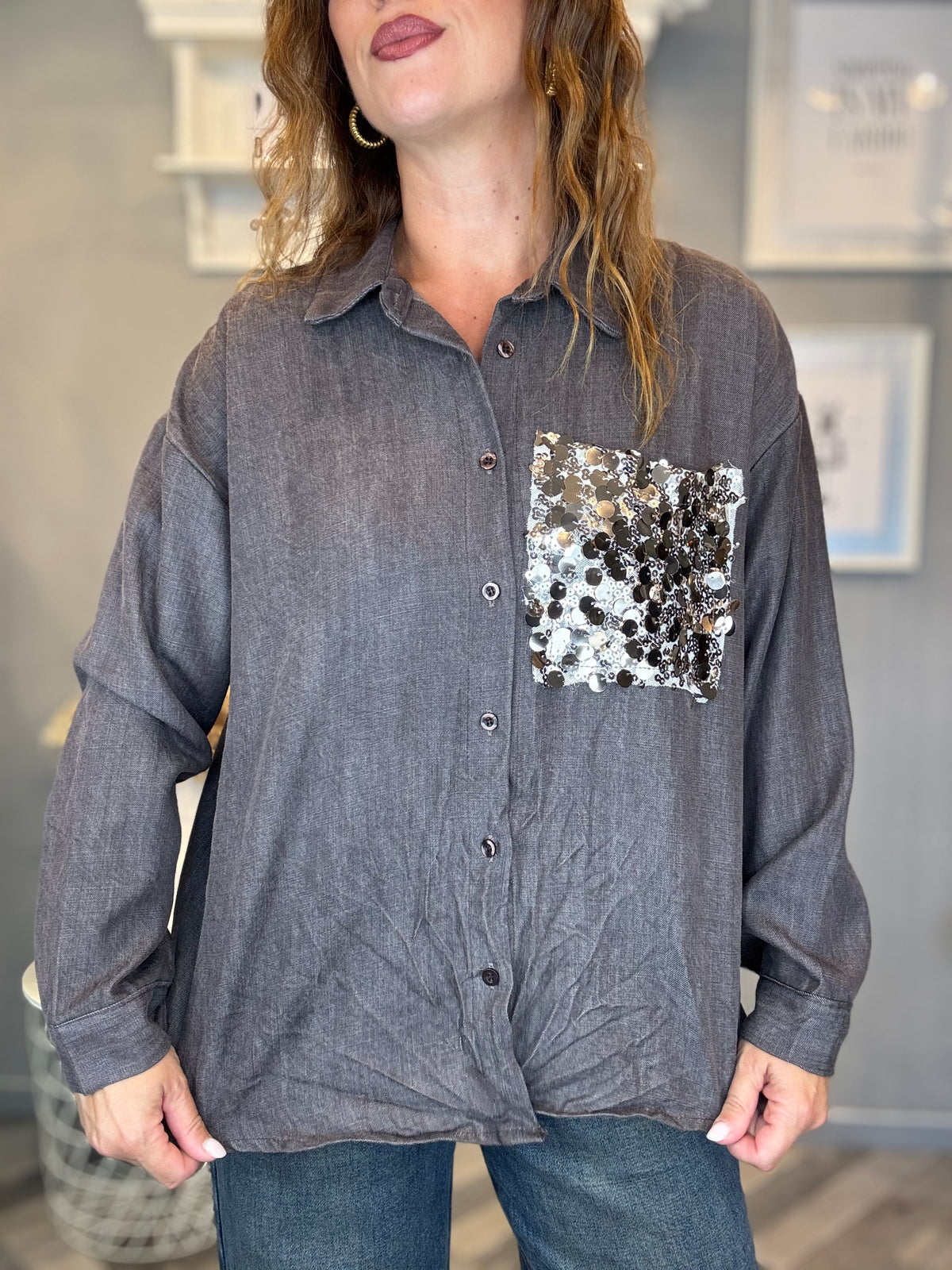 Camicia Sparkle Poket fango