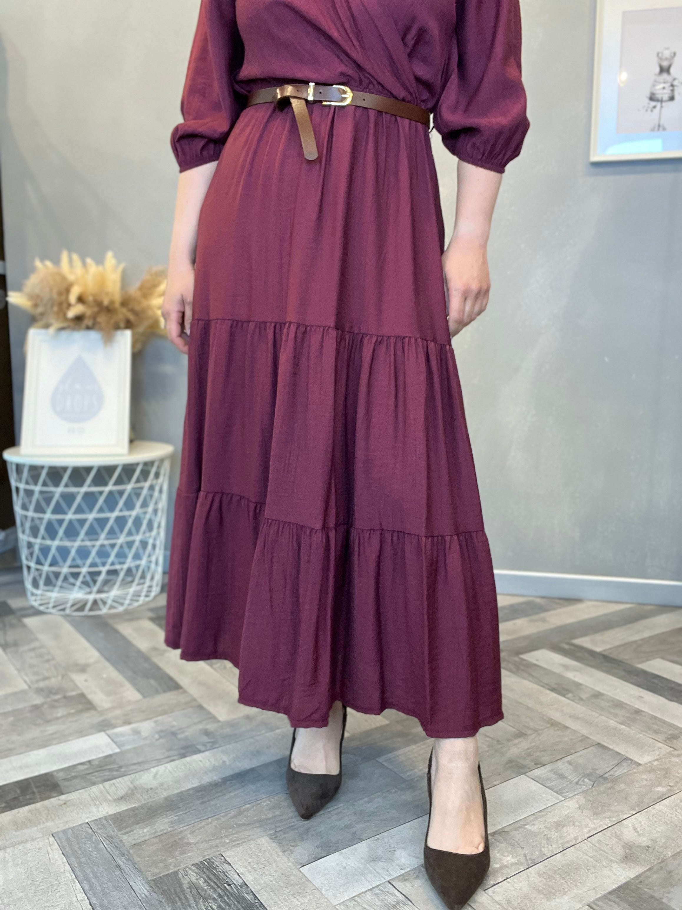 Abito Midi incrocio Soft Borgogna