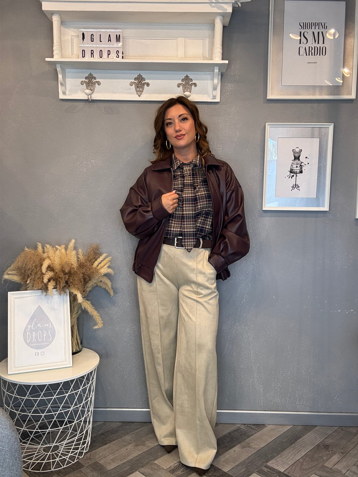 Camicia check blu e bordeaux con cravatta
