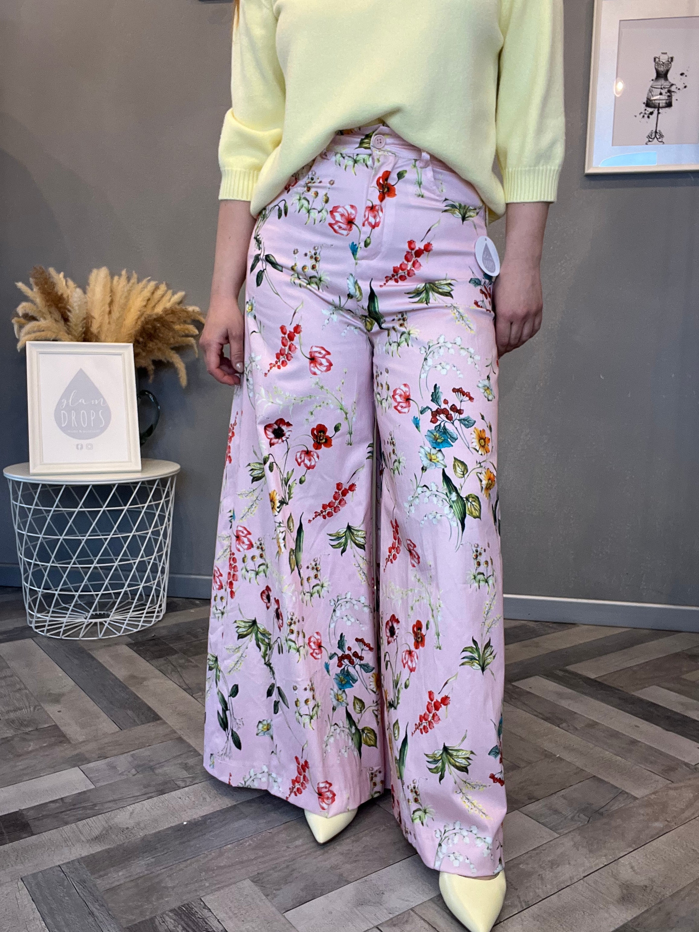 Pantaloni palazzo Pink Bloom