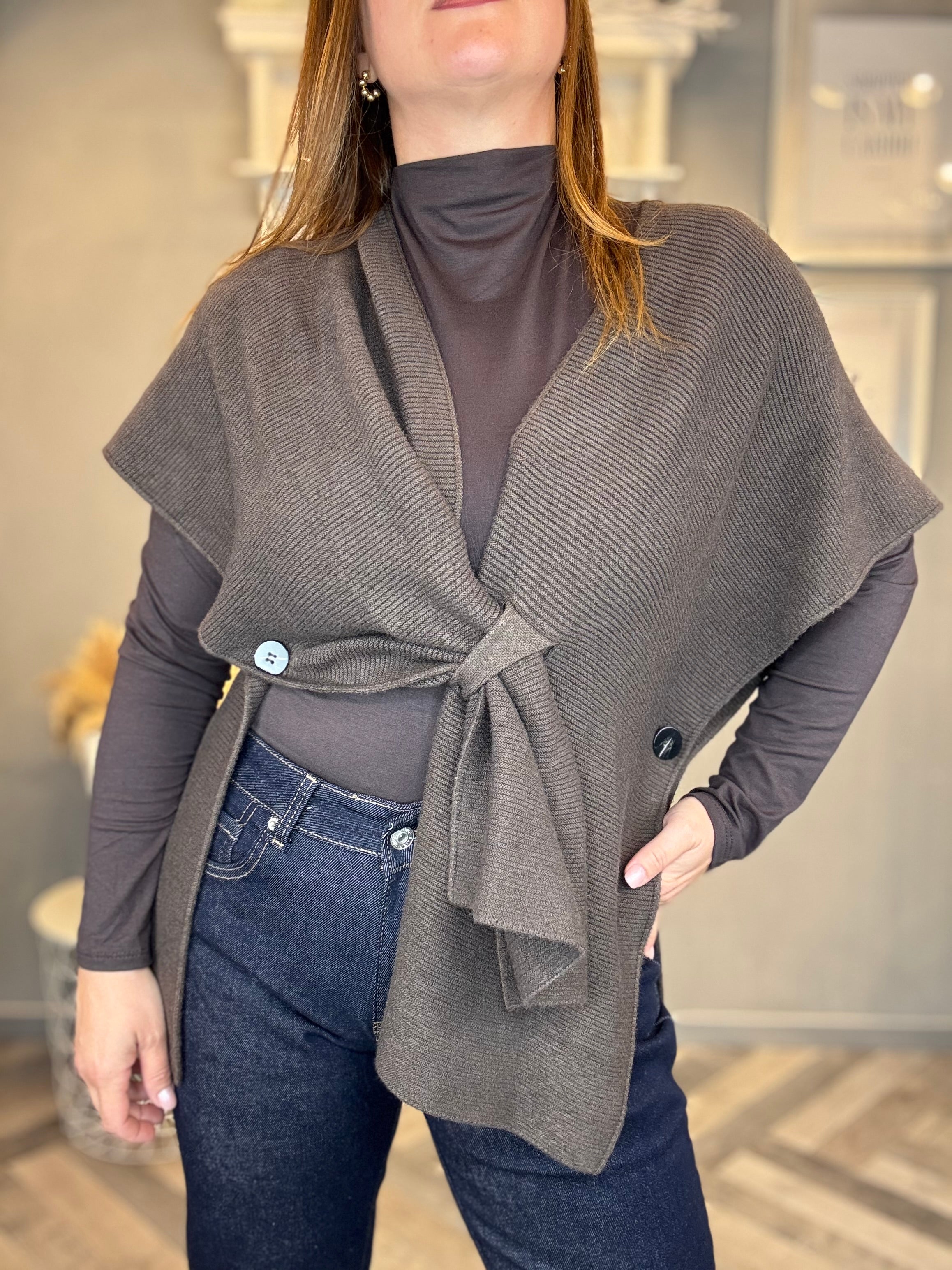 Gilet in maglia multiuso moro