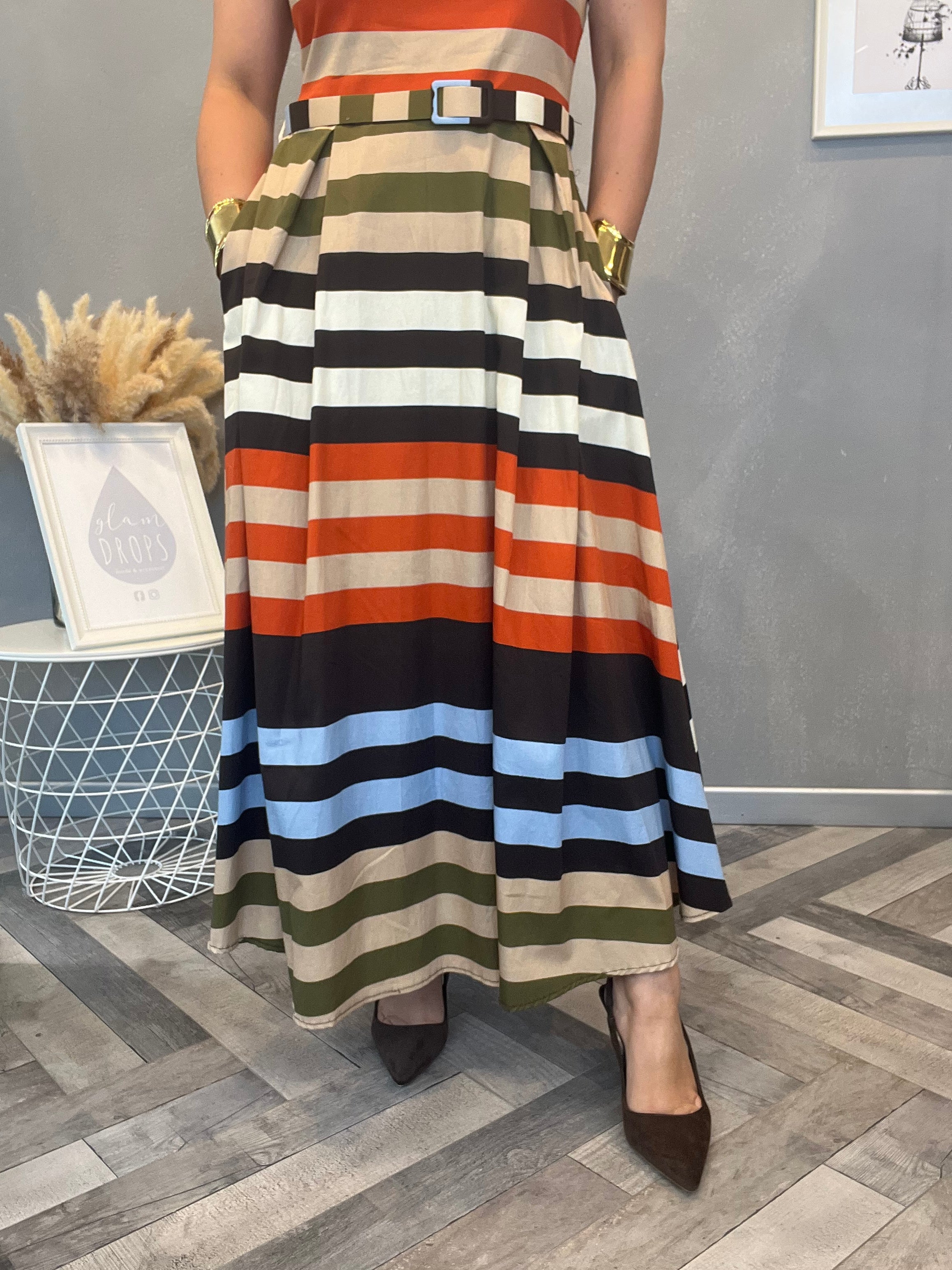 Abito righe multicolor