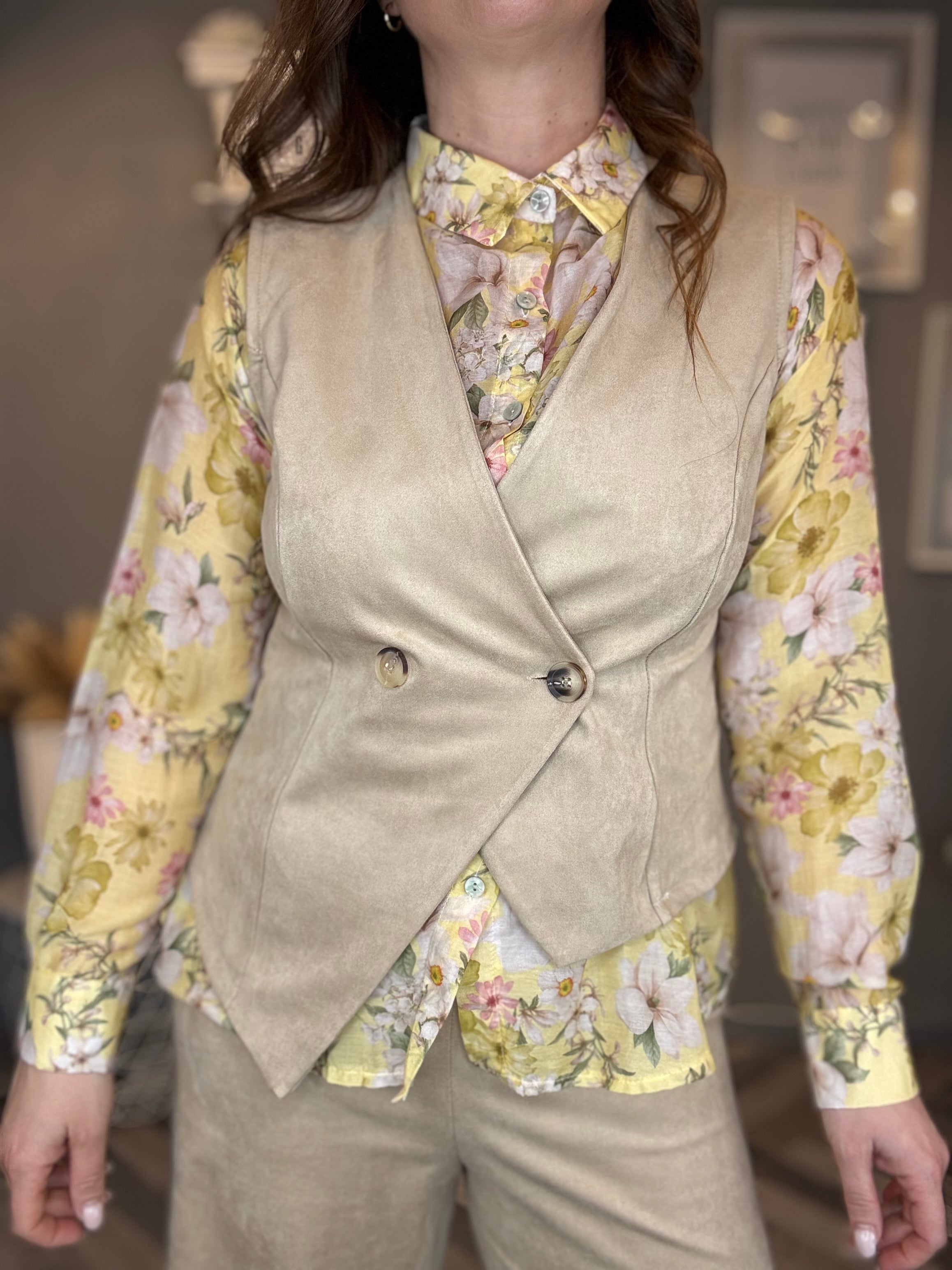 Gilet eco suede soft beige