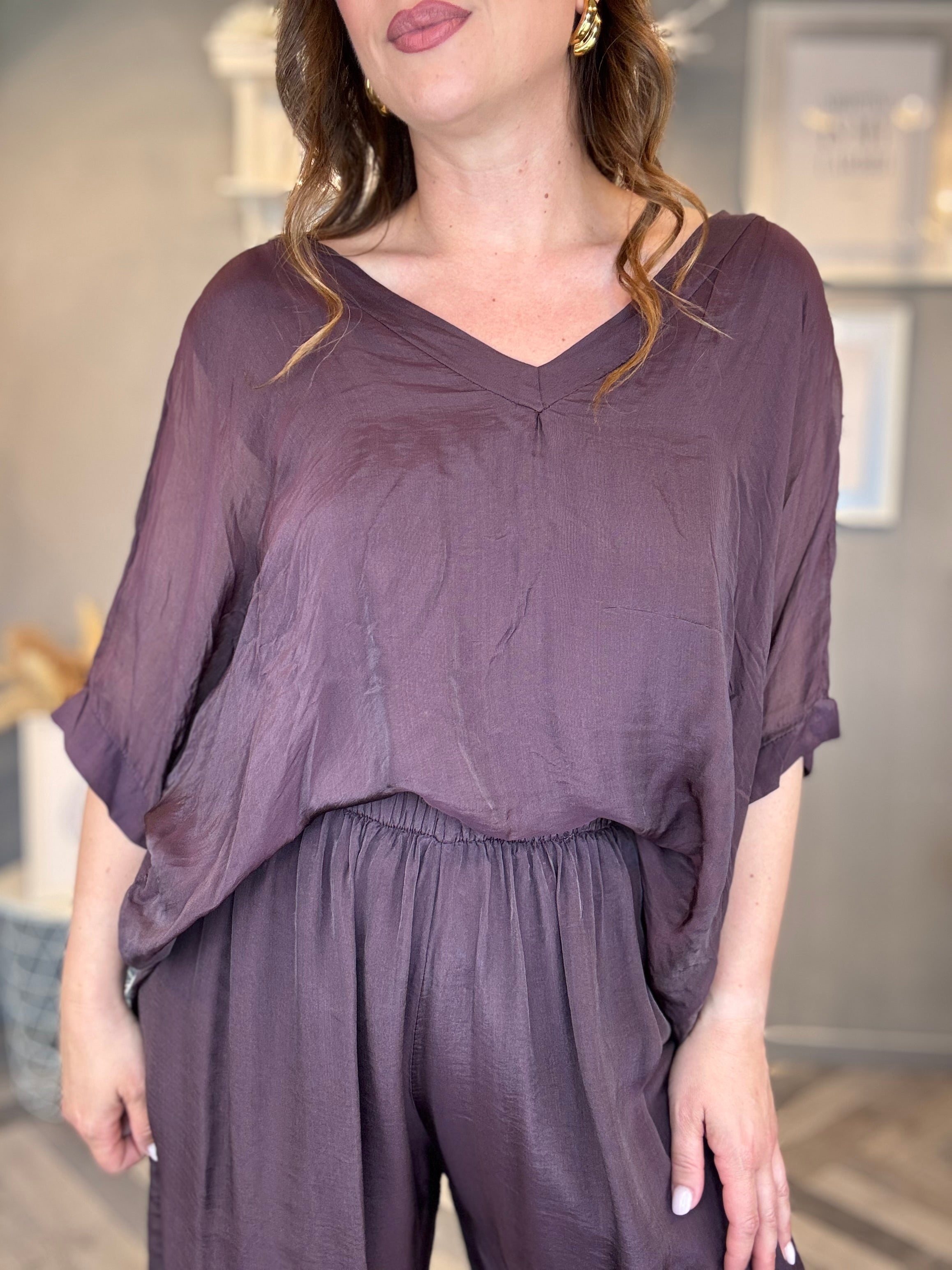 Coordinato satin vinaccia
