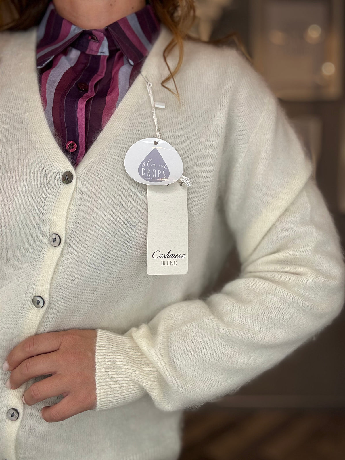 Cardigan lana e cashmere panna