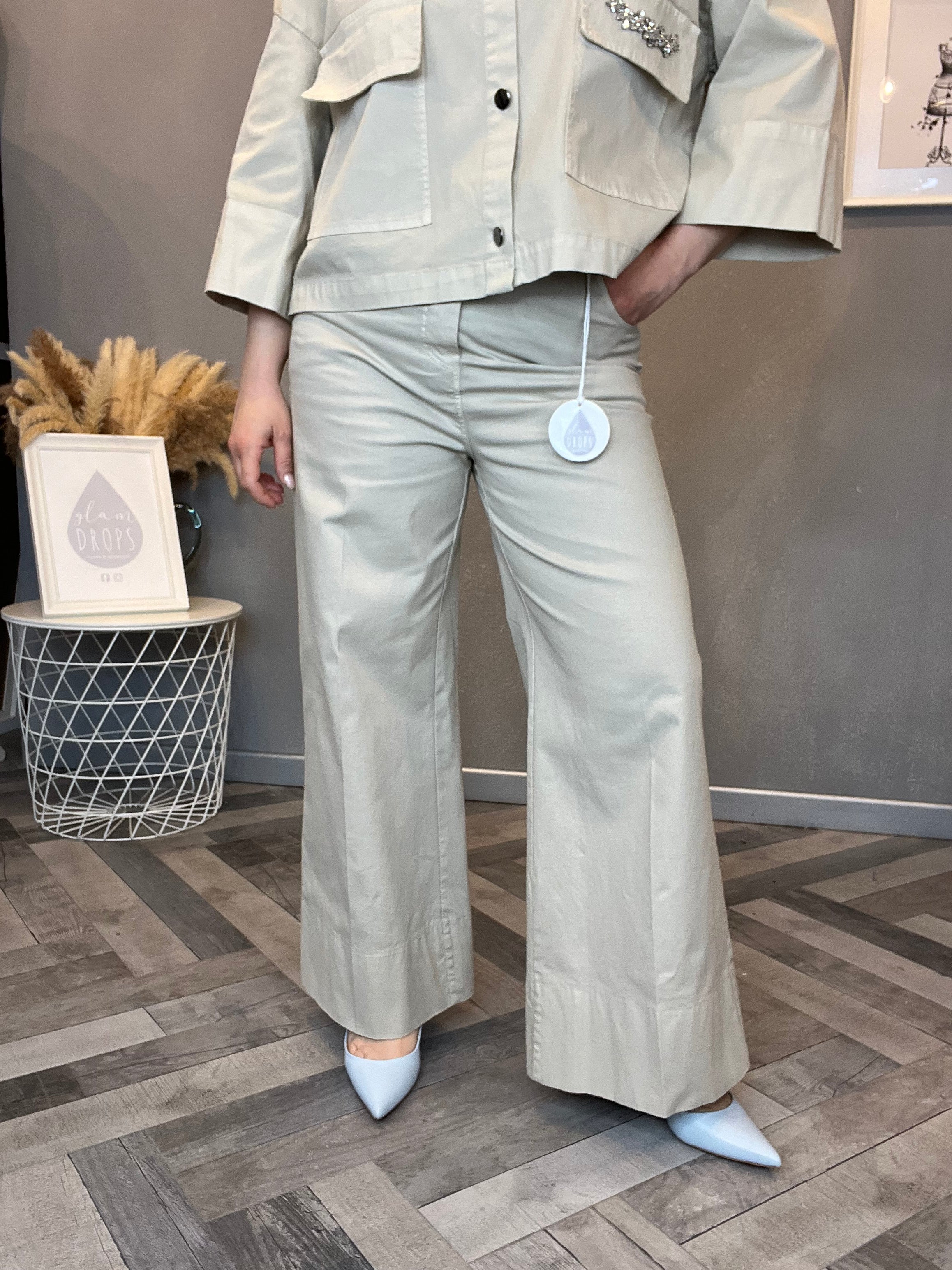 Pantalone wide leg sabbia