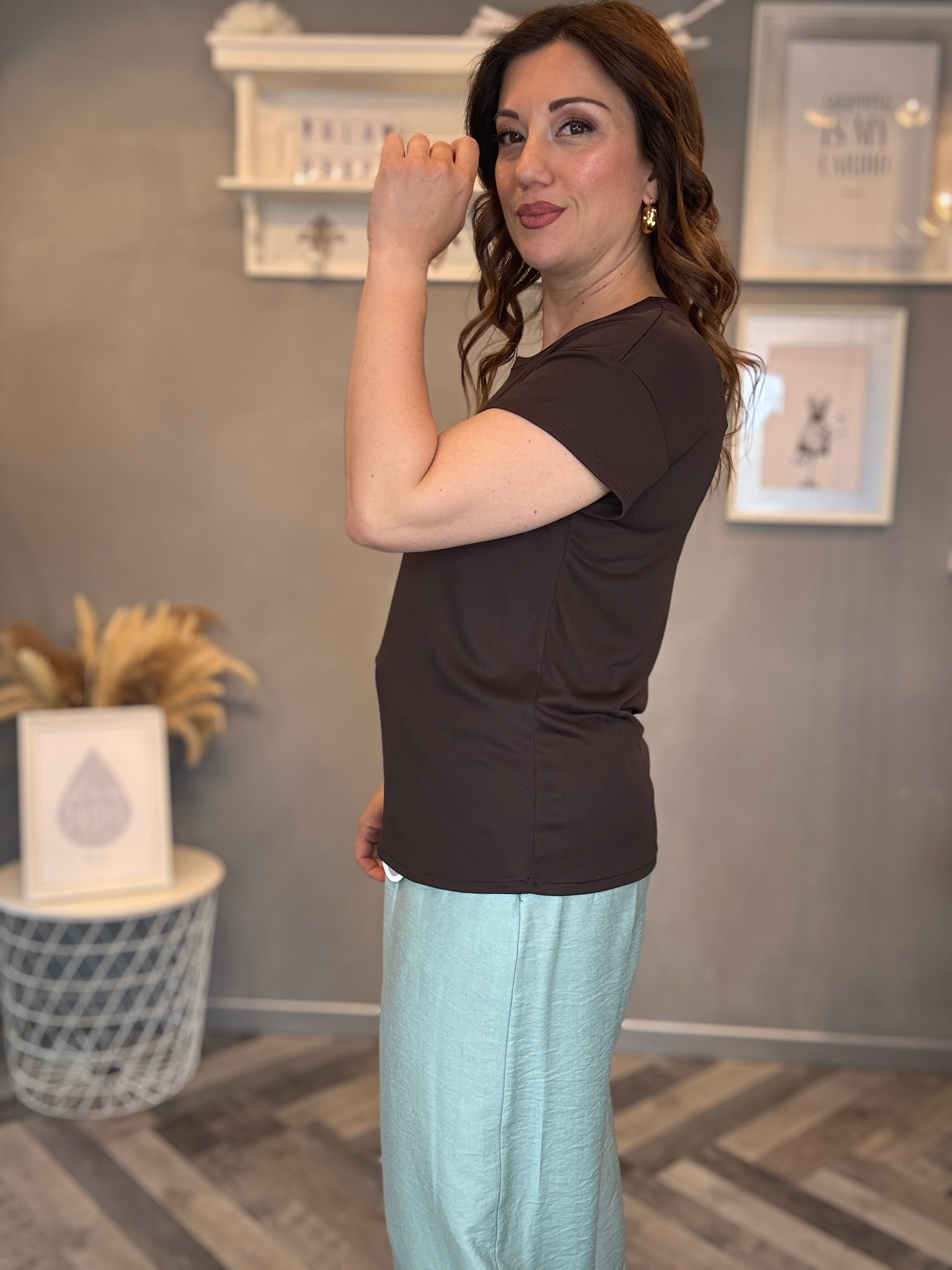 T-shirt basic modal ruggine moro