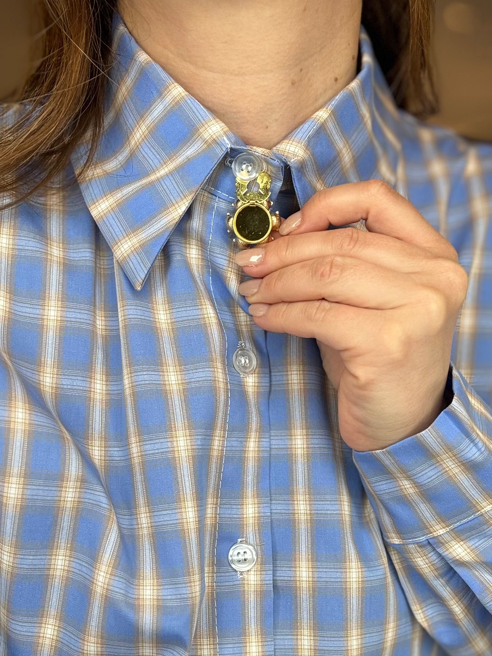 Clip gioiello oro grande da bottone