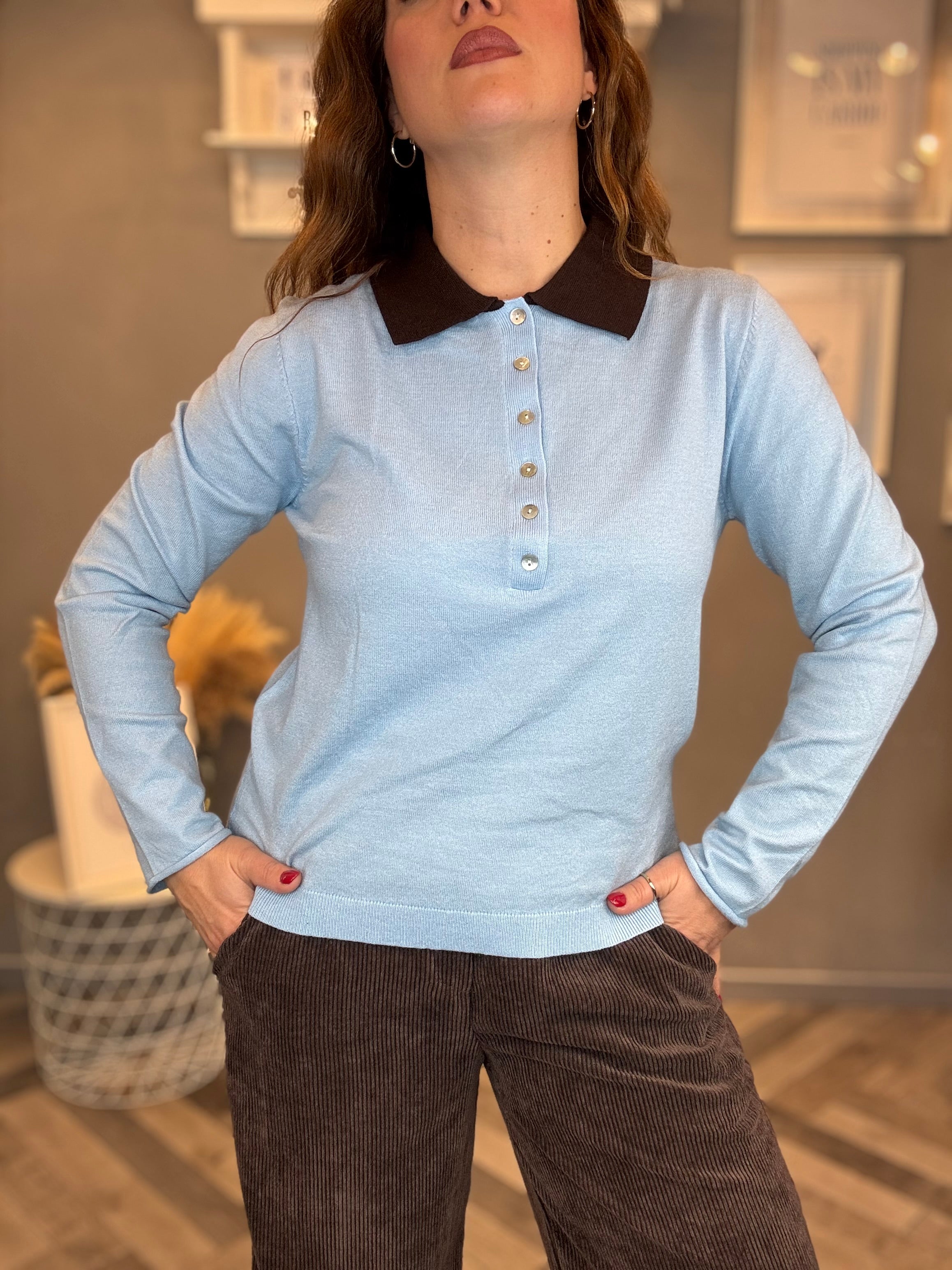 Maglia polo con colletto a contrasto