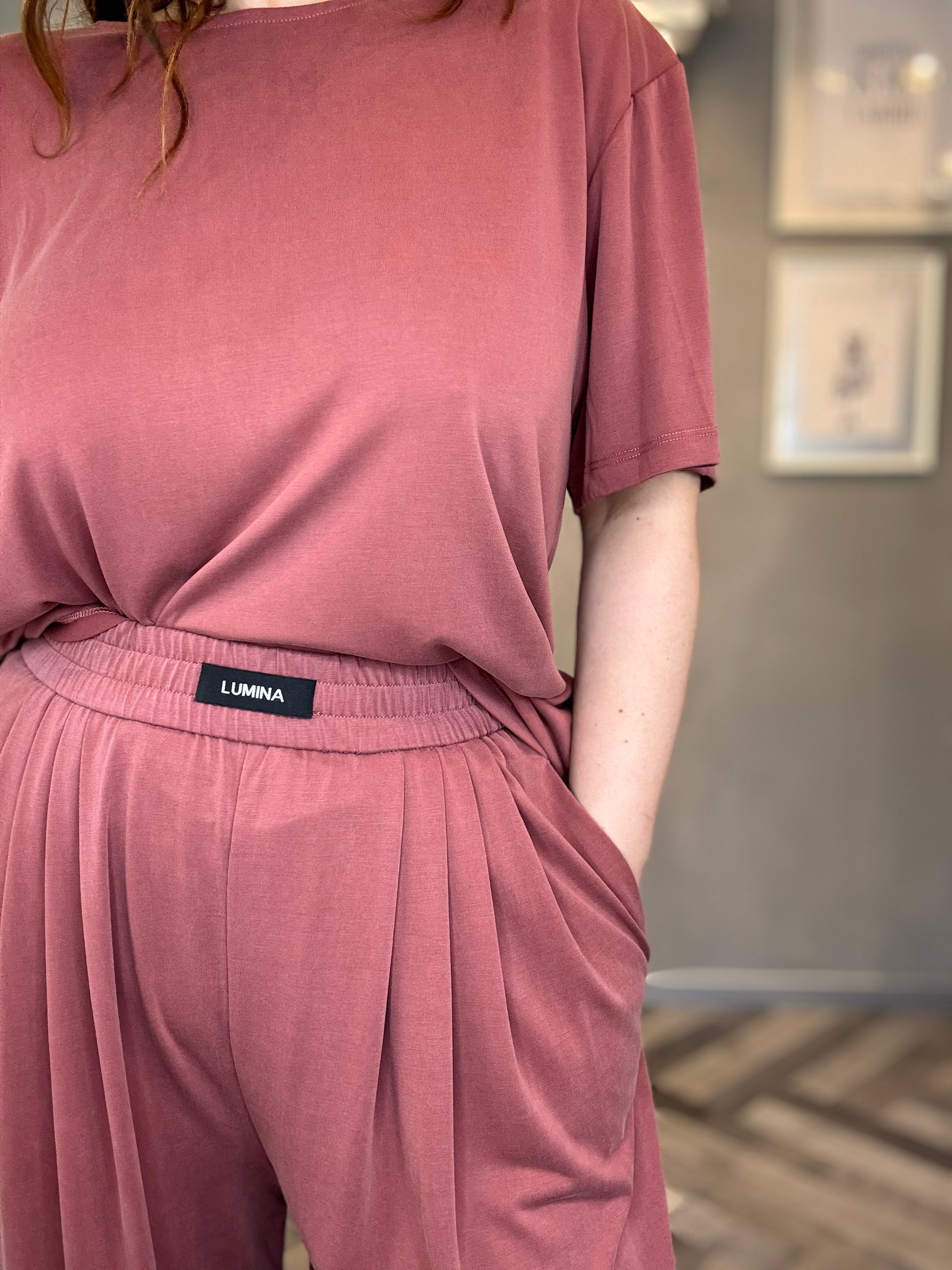 Lumina pantalone in jersey blush
