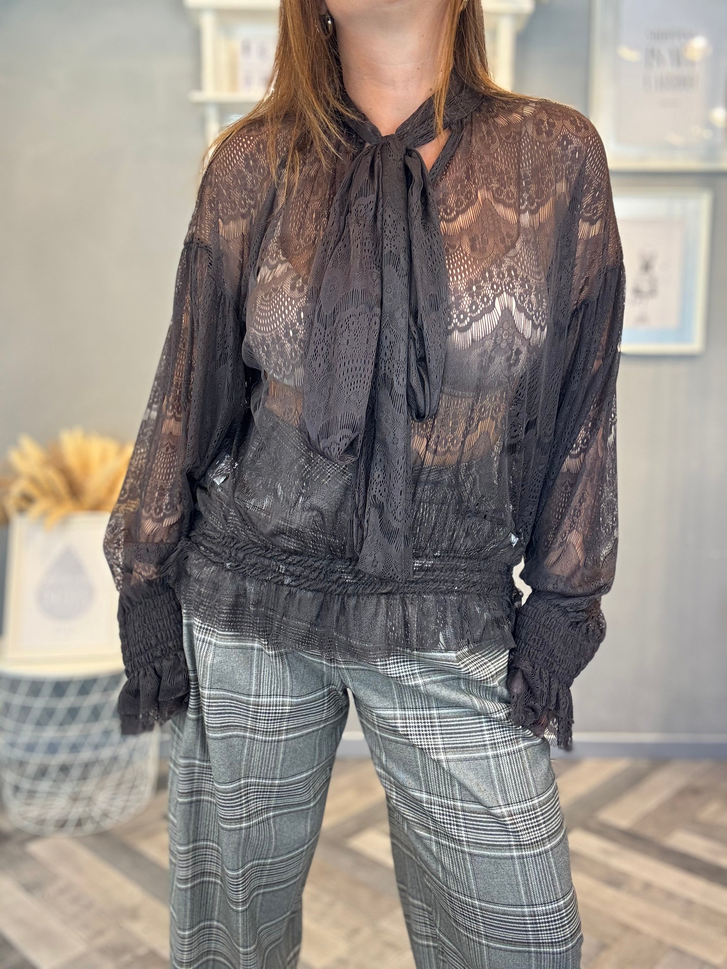 Lumina blusa pizzo cioccolato