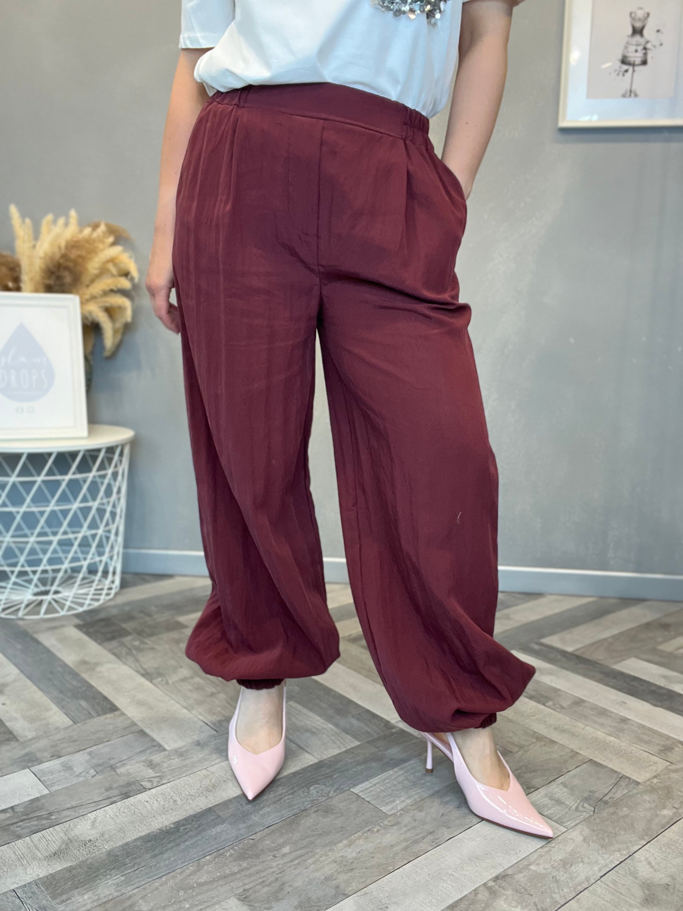 Pantalone jogger Cupro bordeaux