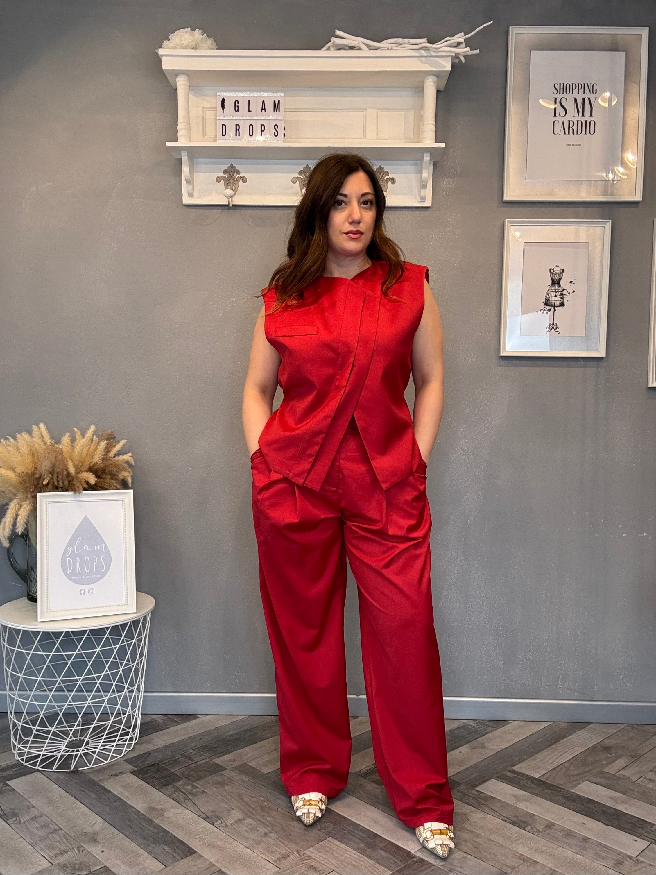 Pantalone sartoriale a vita alta con pinces