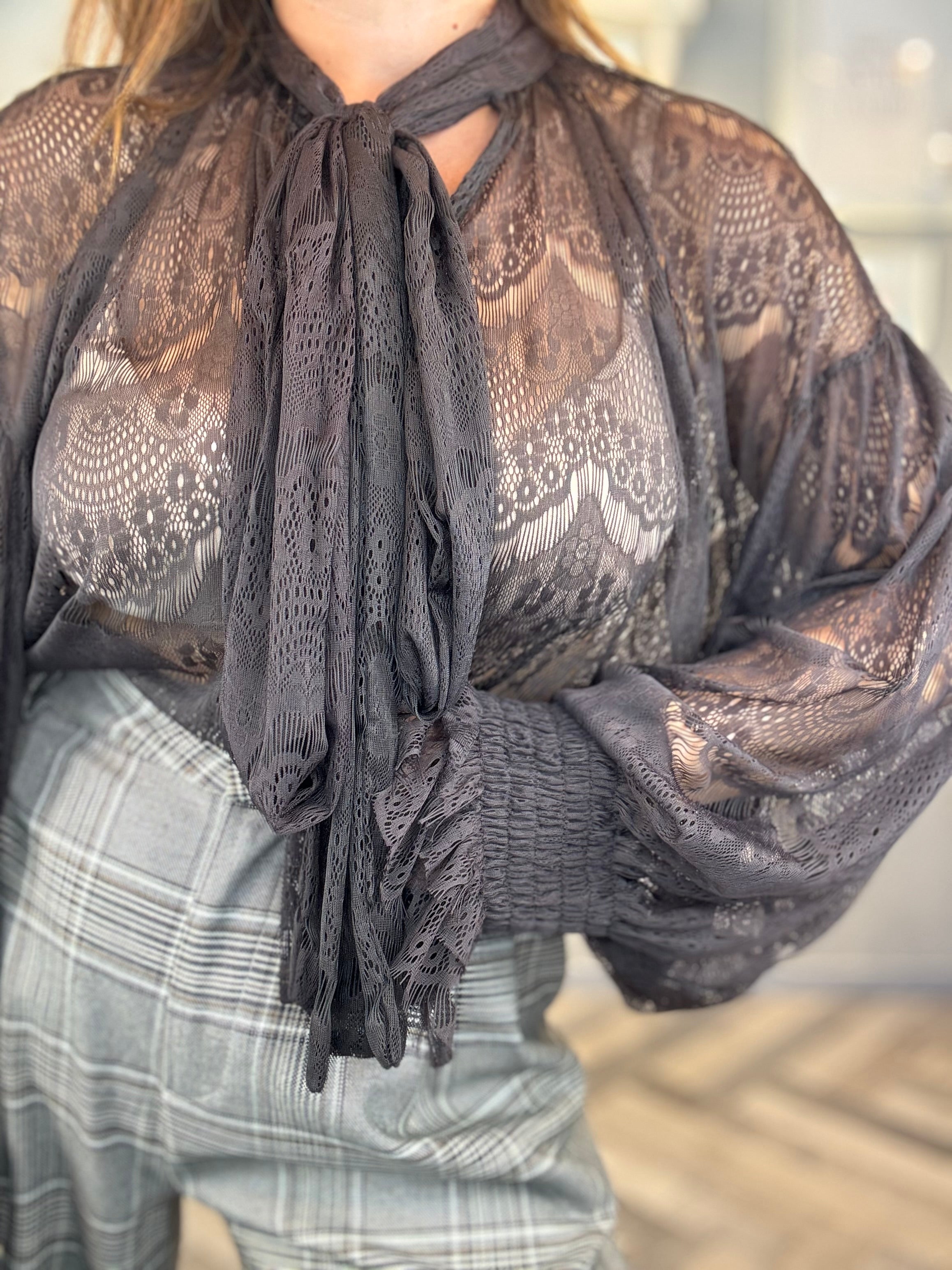 Lumina blusa pizzo cioccolato