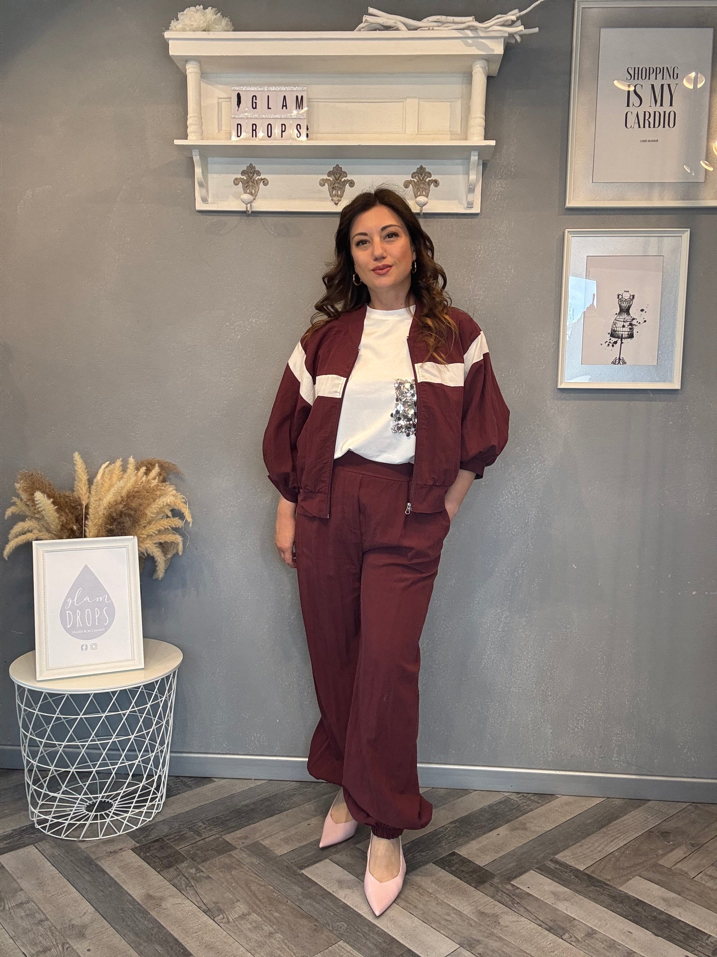 Pantalone jogger Cupro bordeaux