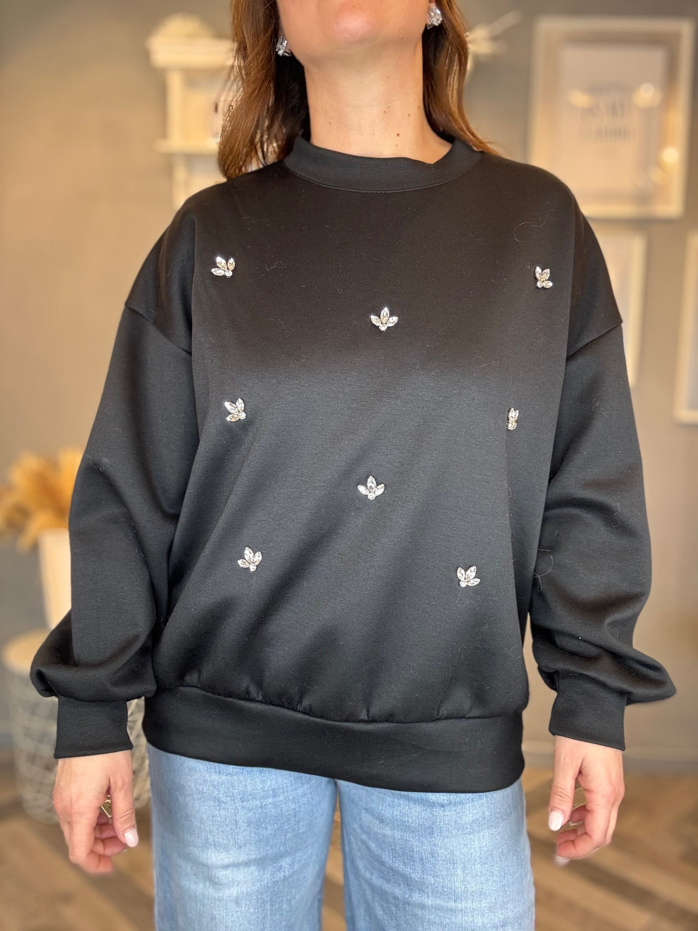 Felpa skuba con applicazioni gioiello