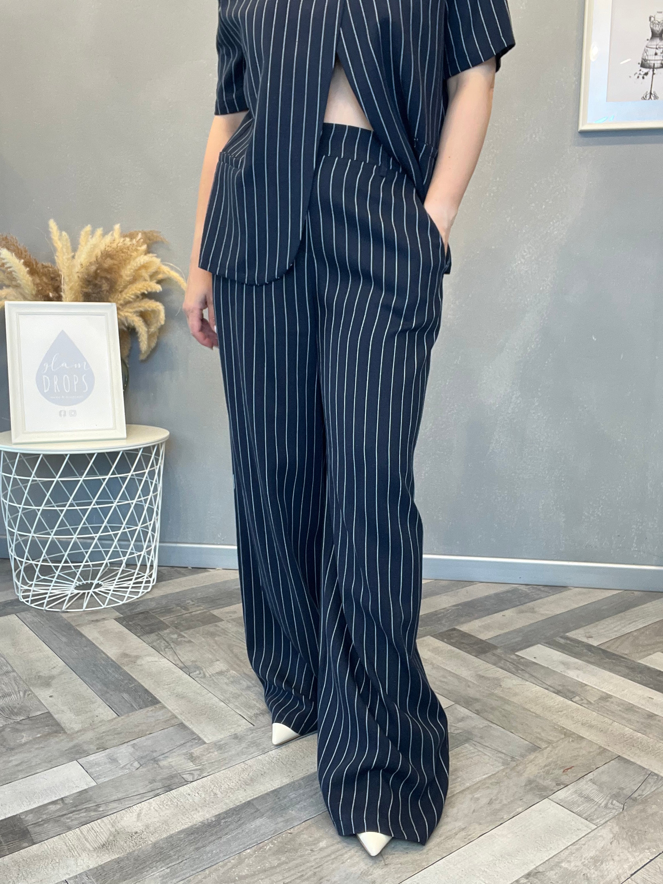Set Icona gessato blu