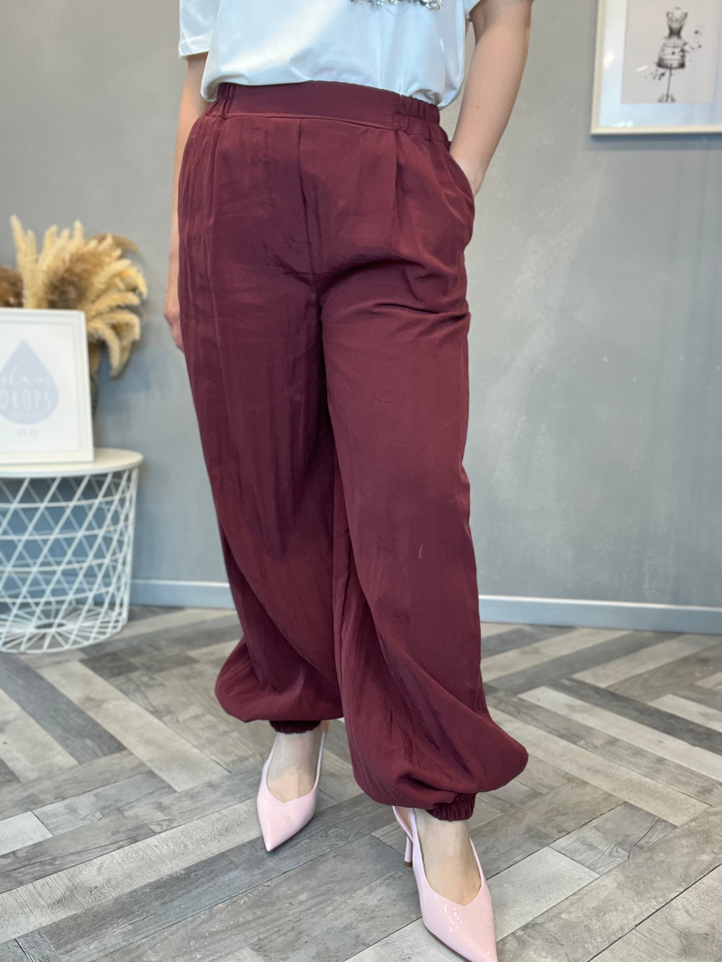Pantalone jogger Cupro bordeaux