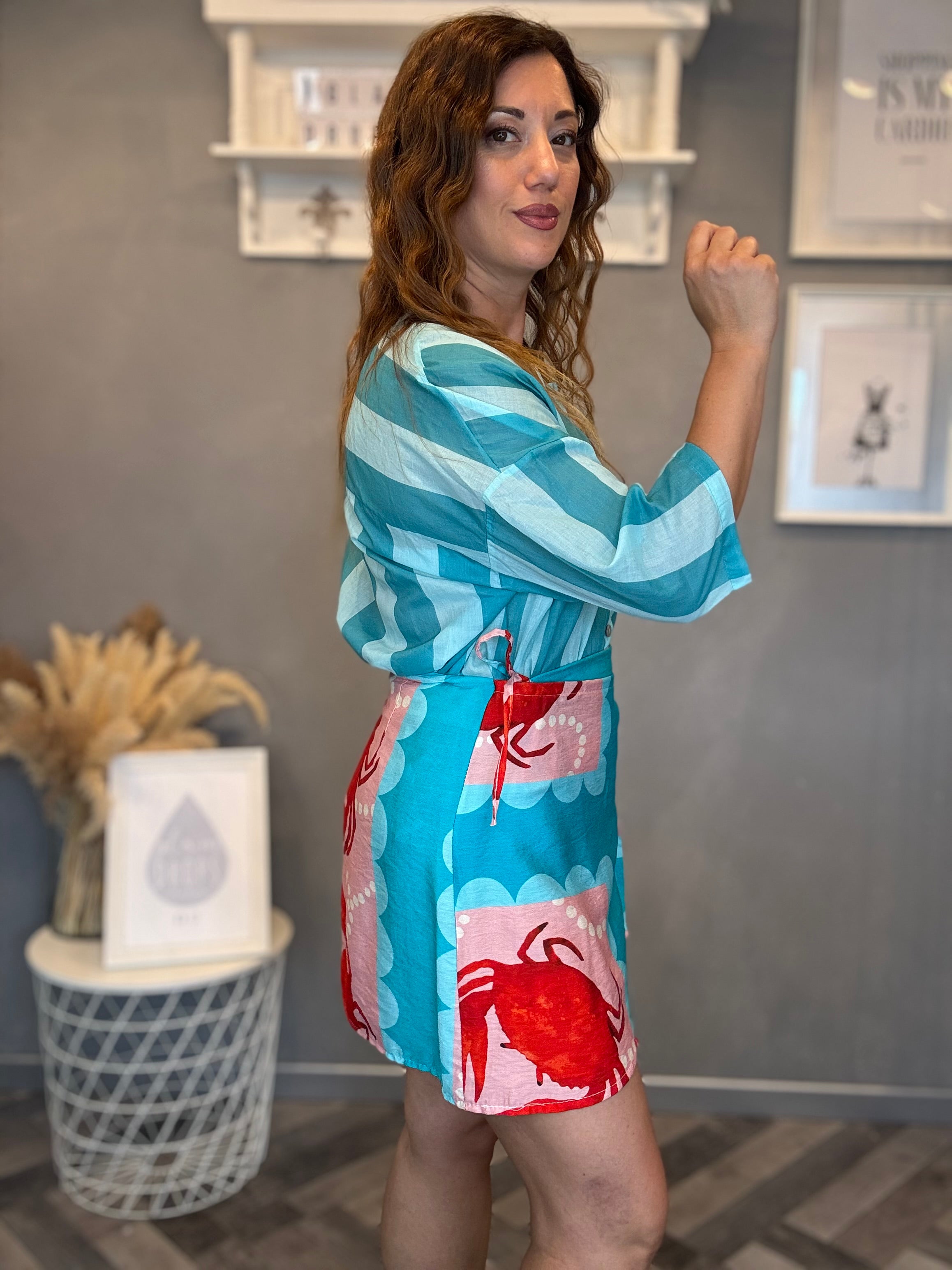 Gonna pareo Isla Bonita corta Wrap granchio turchese