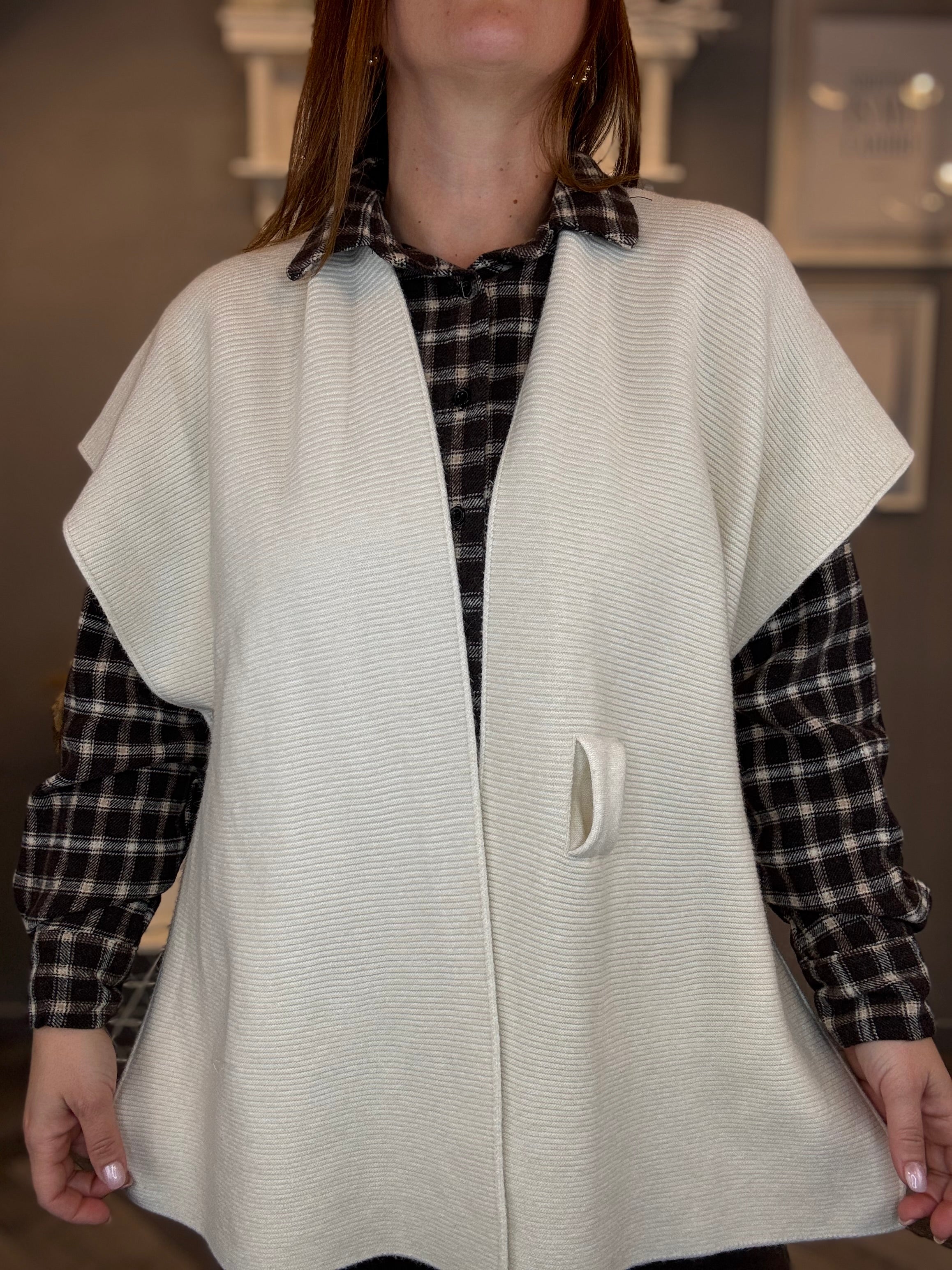 Gilet in maglia multiuso panna