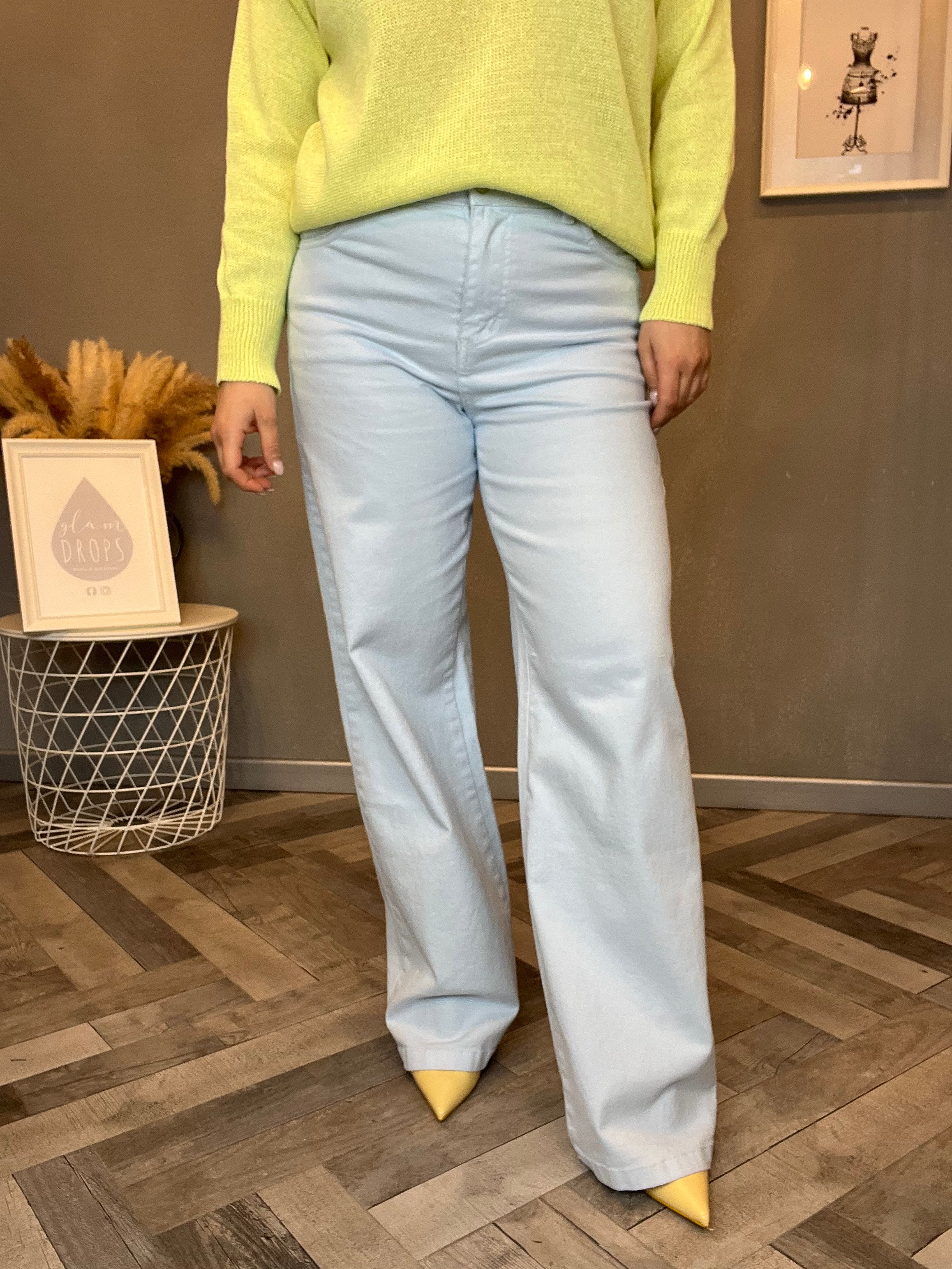 Jeans wide leg celeste