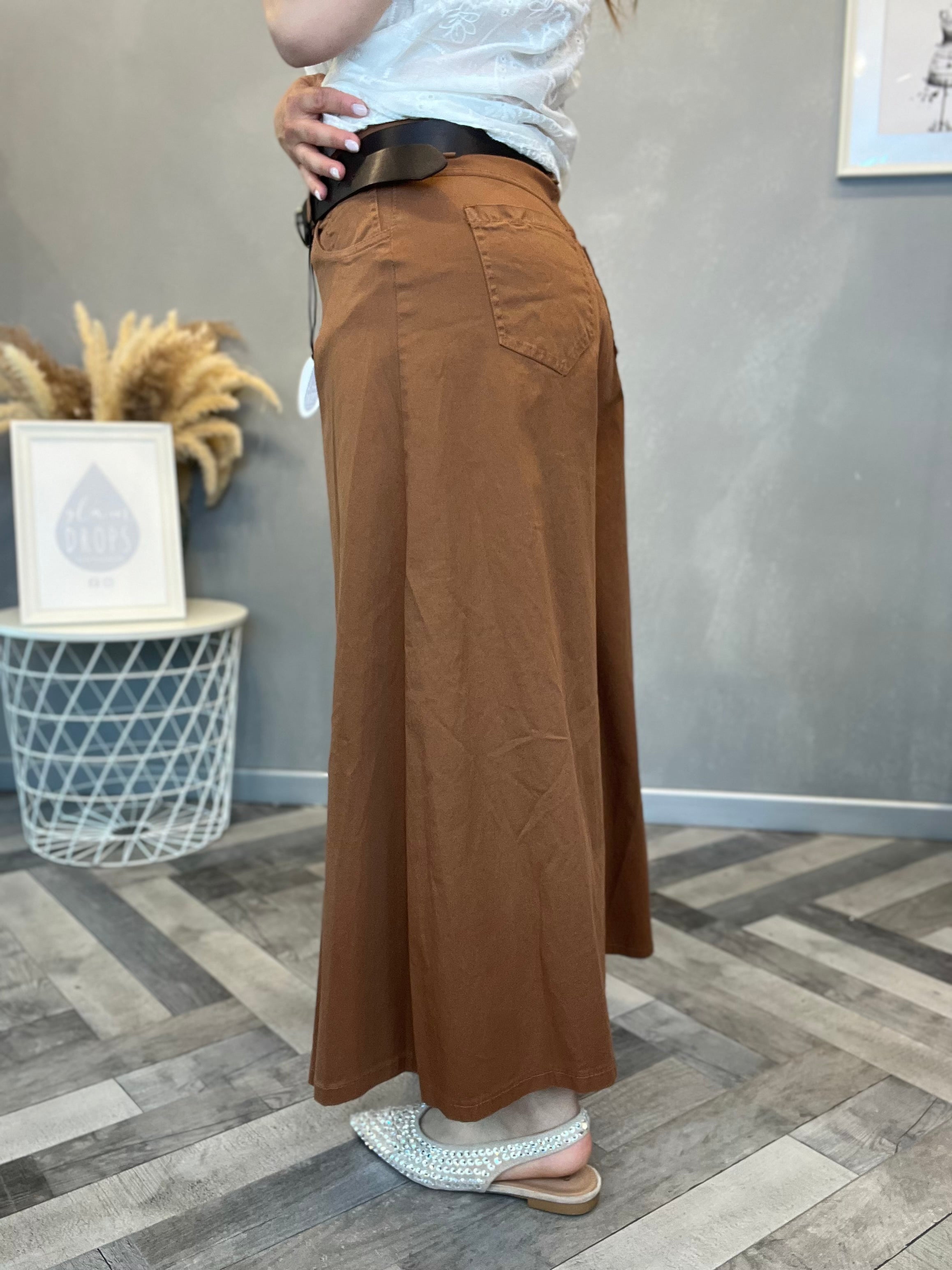 Gonna pantalone crop cuoio