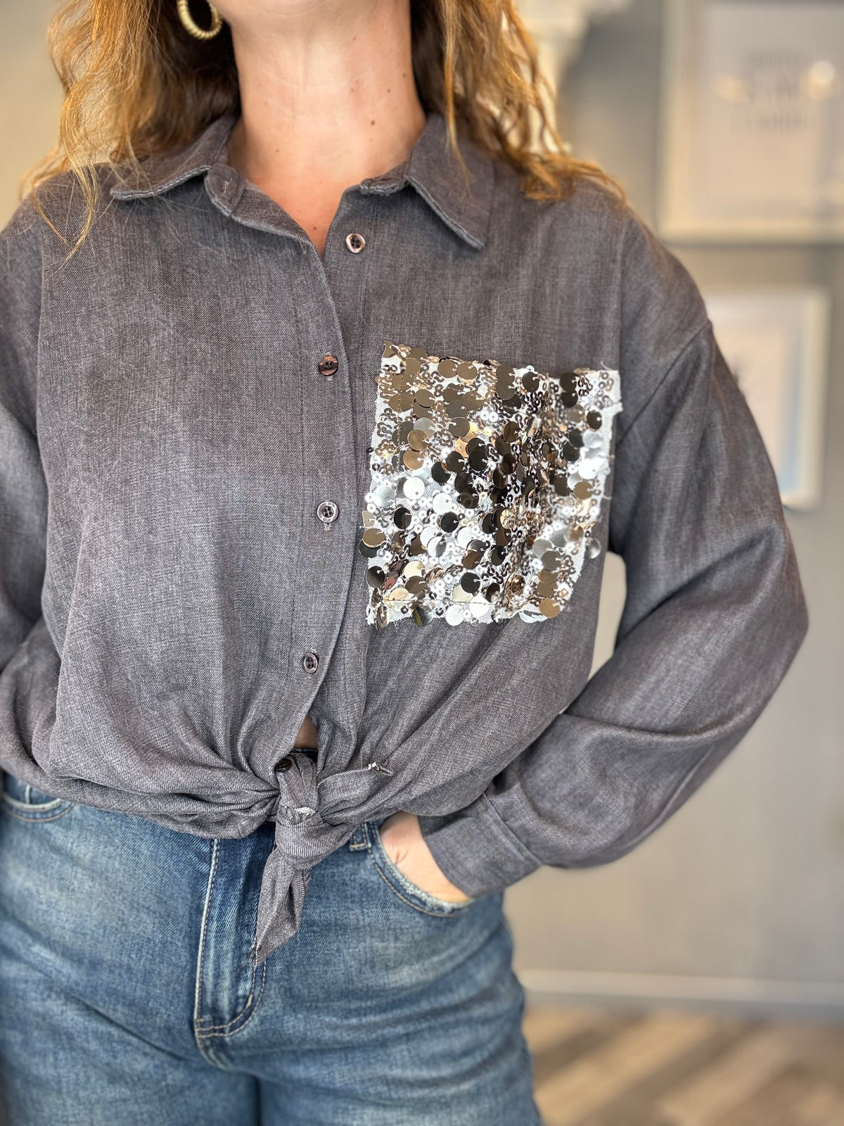 Camicia Sparkle Poket fango